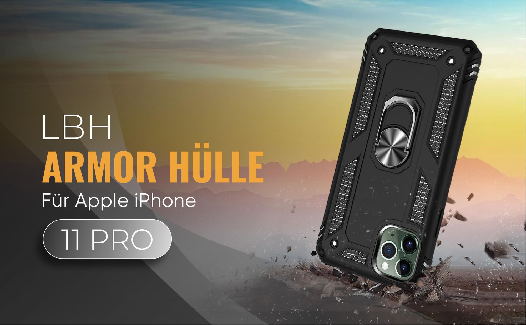 Schwarze Outdoorhülle für Apple iPhone 11 Pro