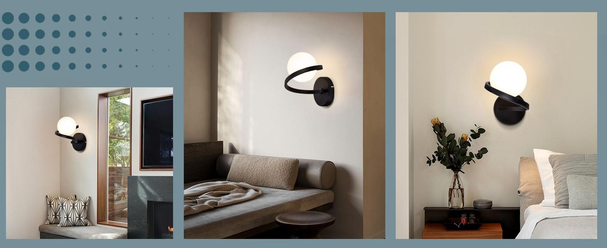 ZMH nástěnná lampa s 1 žárovkou, interiérová nástěnná lampa, kovová noční lampa s G9 žárovkou, s kulatým stínidlem z bílého skla, do obývacího pokoje, chodby, schodiště, dětského pokoje