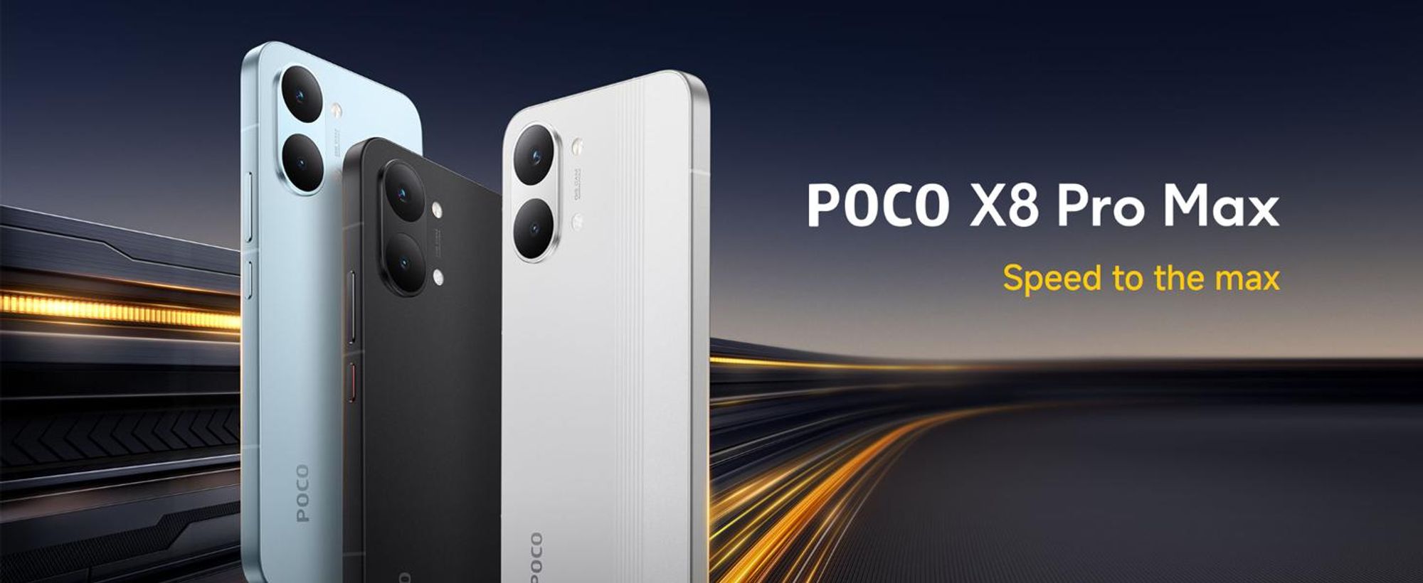 XIAOMI Poco X8 Pro Max 5G Smartphone, 12GB/512GB, 6,83" scherm, 8500mAh batterij, blauw + oplader