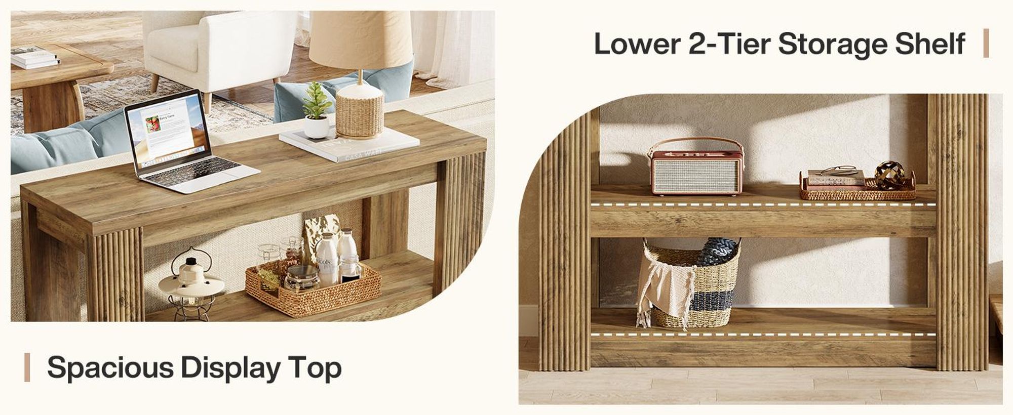Tribesigns 105 cm Eingangstisch, 3-stufiger Sofatisch hinter der Couch, schmale, einzigartige Konsole im Landhausstil für Flur, Wohnzimmer, Foyer
