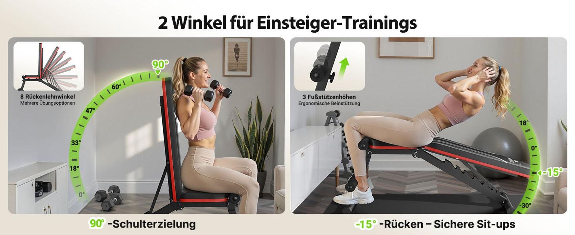FLYBIRD Multifunktionale Hantelbank, 317 kg maximale Belastbarkeit, inklusive Resistenzbändern, verstellbare Trainingsbank für Ganzkörpertraining zu