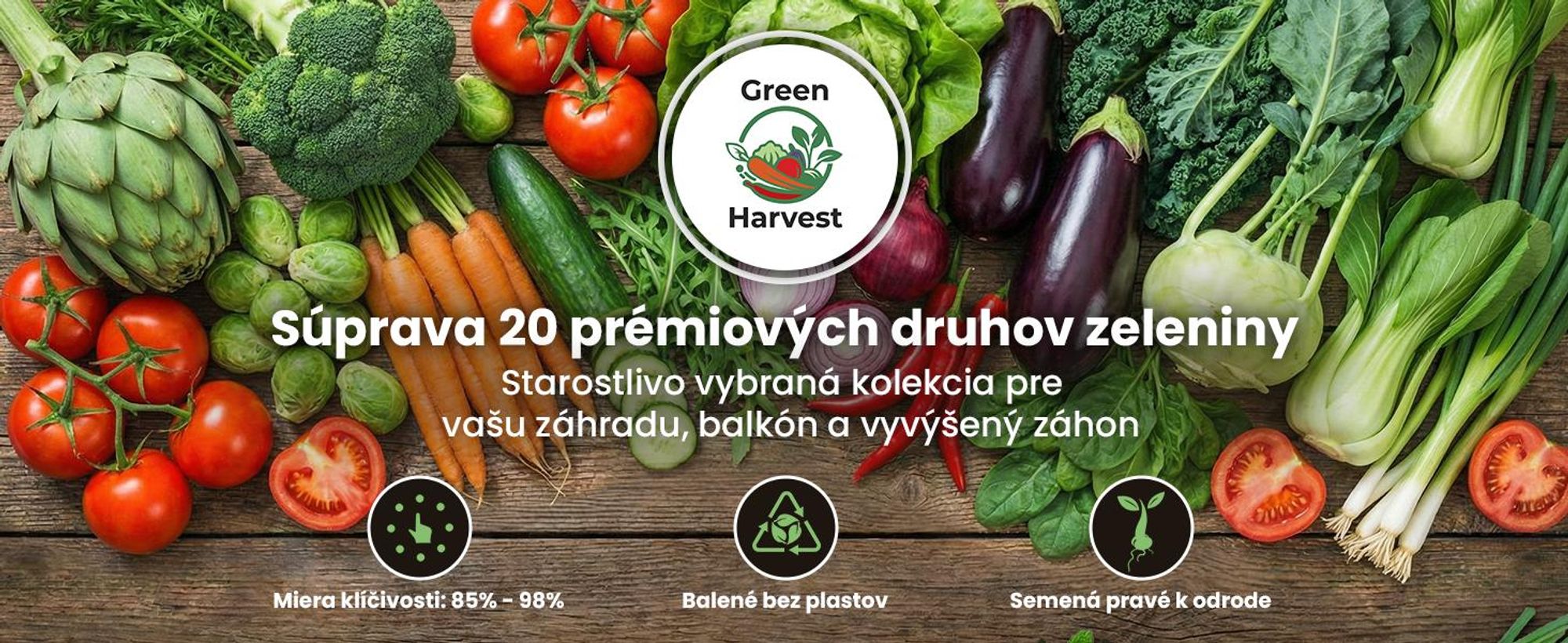 Green Harvest Súprava semien zeleniny – 20 druhov, 20 vrecúšok, osivo do záhrady