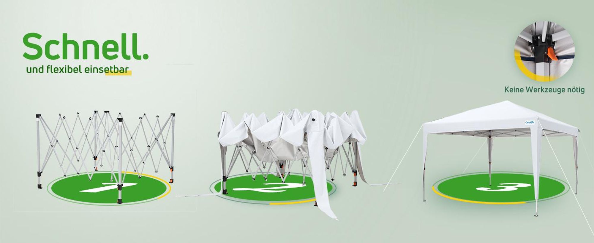 Quictent Pavillon 3x3 Faltpavillon mit 4 Seitenteilen, Wasserdicht Gartenpavillon mit Rolltasche, Partyzelt Gartenzelt , Weiß