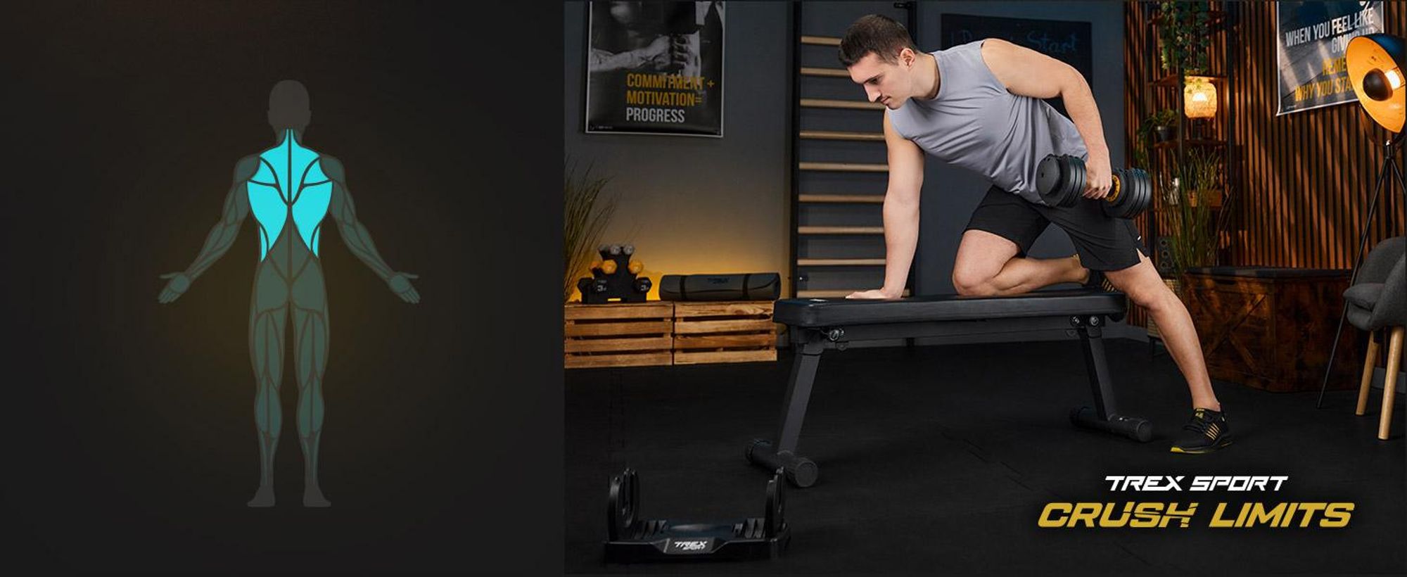 TREX SPORT Kurzhantel Set verstellbar TX-012AB | Gewichte Hanteln Set 2–11,5 kg | Gusseisen, platzsparend, rutschfest | Homegym Hantelset für Zuhause