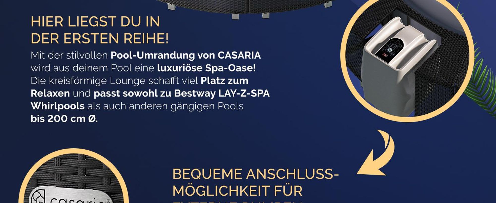 CASARIA Whirlpool Umrandung aus FSC®-zertifiziertem Eukalyptus Holz Ø206 cm