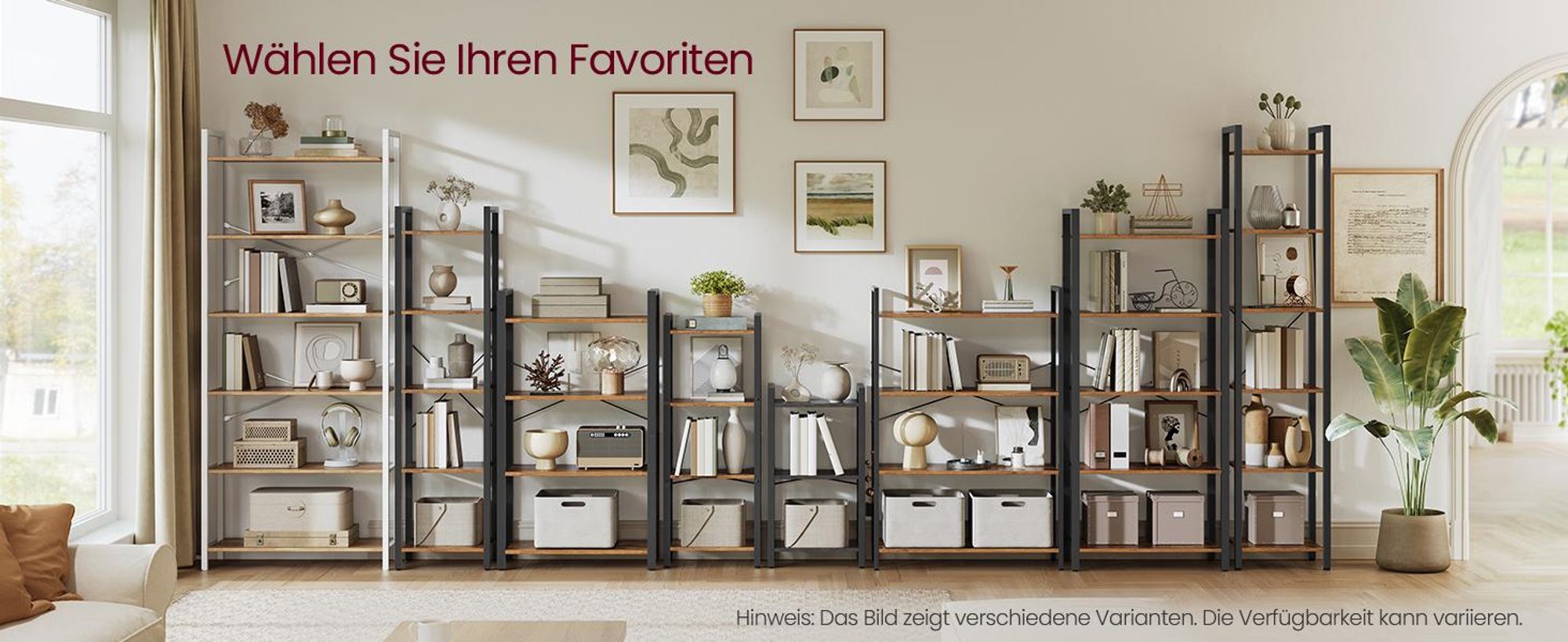VASAGLE Bücherregal, Standregal, mit 6 Ebenen, Büroregal, vintagebraun