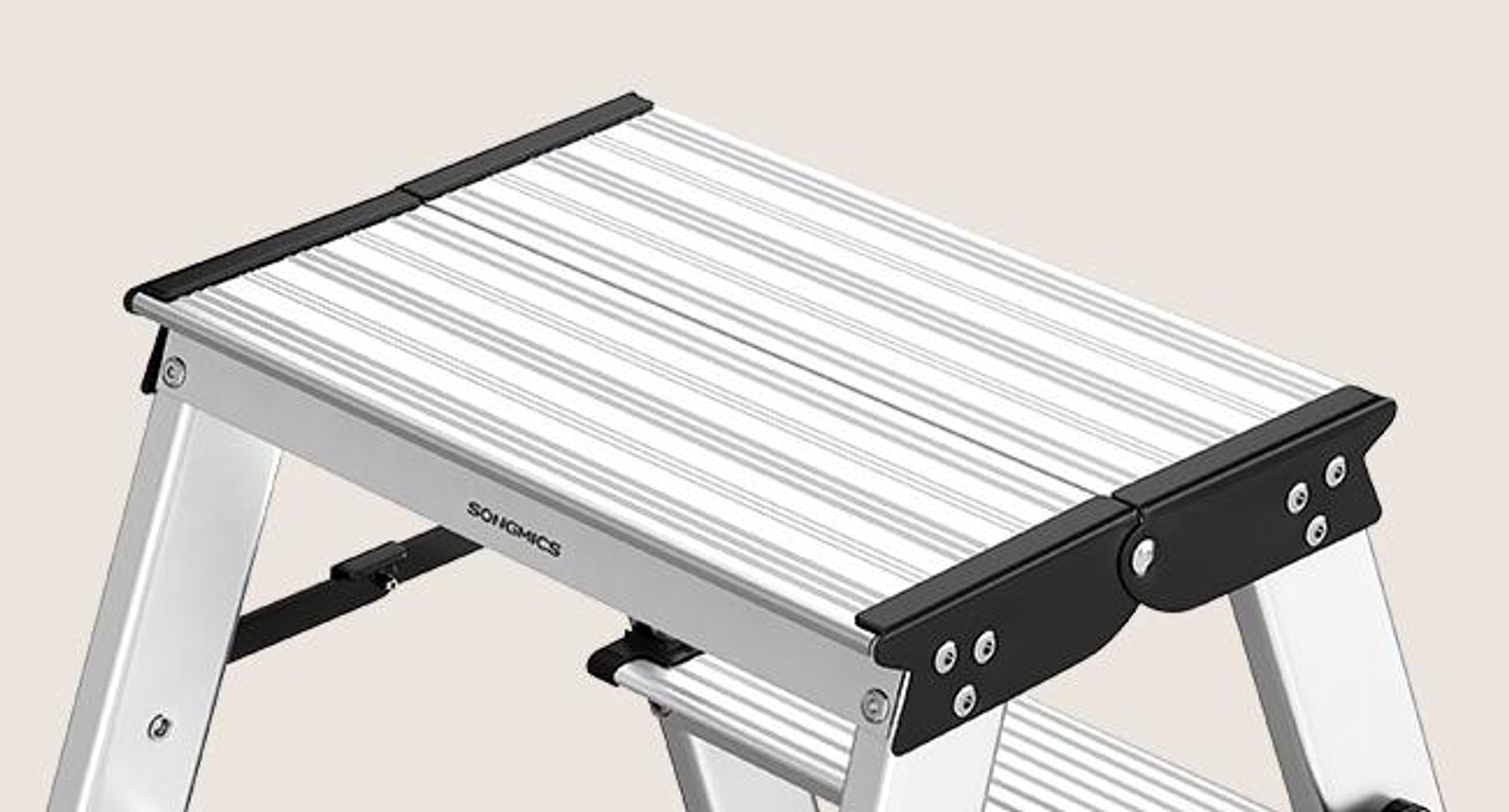 SONGMICS Leiter, Trittleiter, Aluleiter mit 3 Stufen, Stehleiter, bis 150 kg