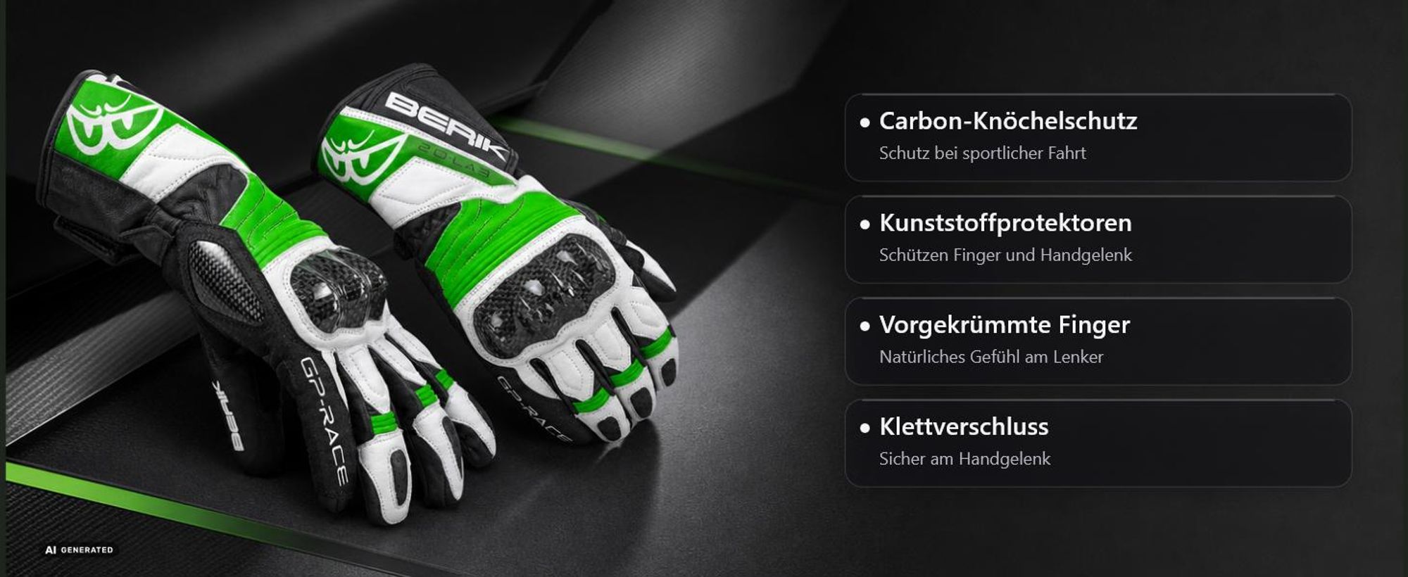 Berik Zoldar Motorradhandschuhe, schwarz/weiß, S