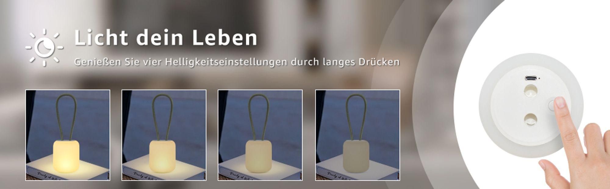 LED Campinglampe,USB-Aufladung Nachtlicht,flexible Outdoorlampe zum Aufhängen,Hinstellen und Montieren,dimmbare Handyhalter Campingleuchte,Grün