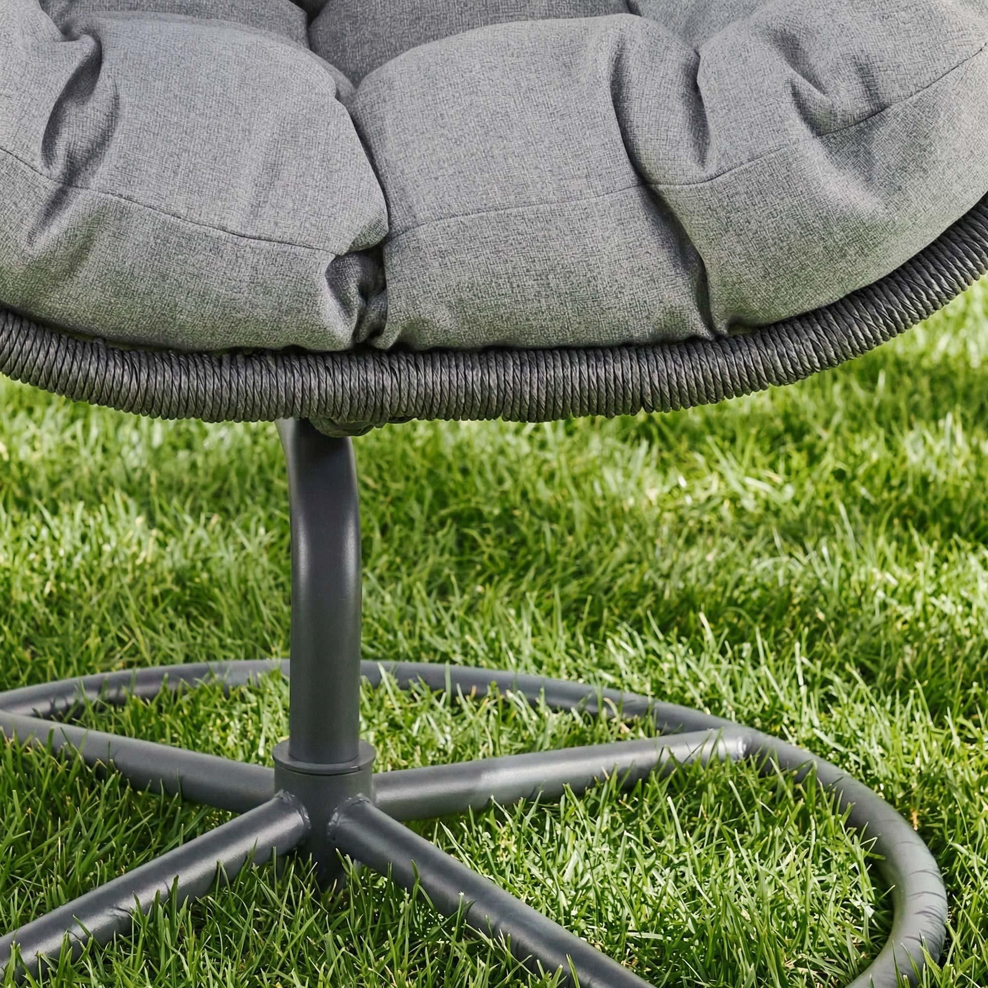 di volio Gartensessel ORTA - grau, Lounge Sessel aus PE-Rattan mit Stahlgestell, bequem & wetterfest