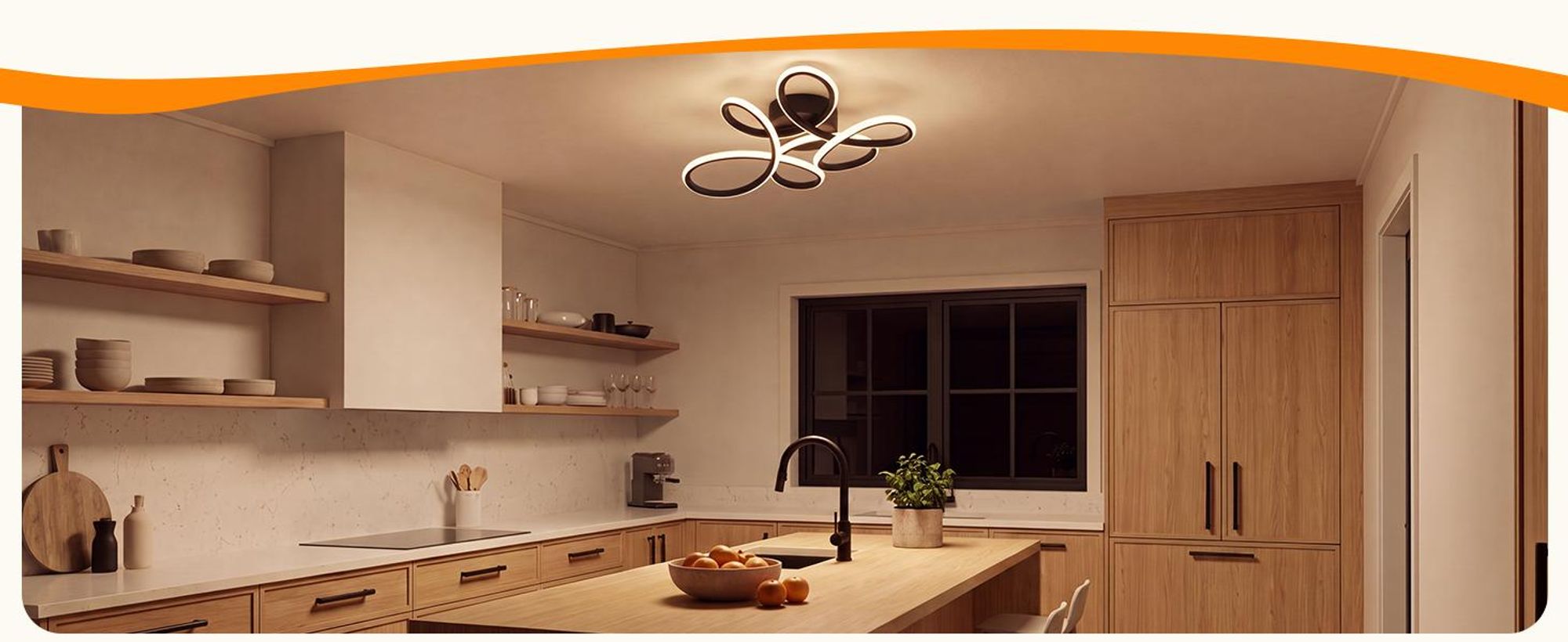ZMH Deckenlampe Wohnzimmer LED Deckenleuchte 24W 3000K Küchenlampe Schwarz Modern Blume Design Wohnzimmerlampe für Schlafzimmer Büro Küche Flur