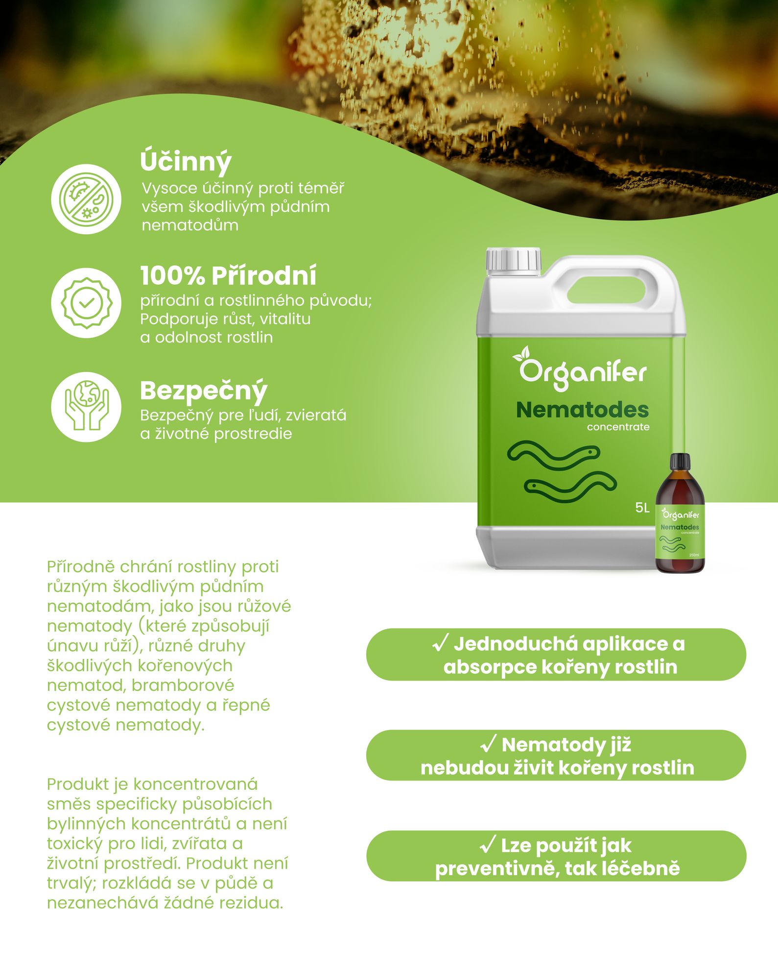 Nematody – Koncentrát půdních nematod – 1000 ml na 1000 m2 - Organifer