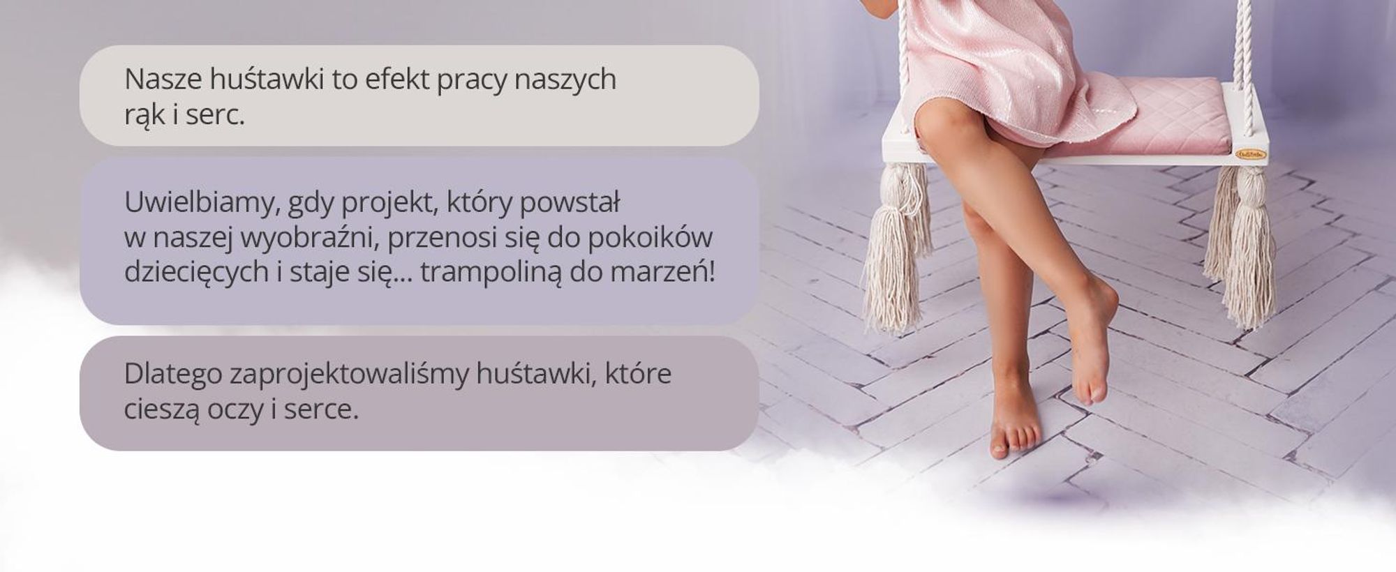 Create for you® - Drewniana Huśtawka dla Dzieci bezpieczna, domowa - duży Bujak dziecięcy, Indoor, Siedzisko miękki materiał, z Regulacją Wysokości - Róż