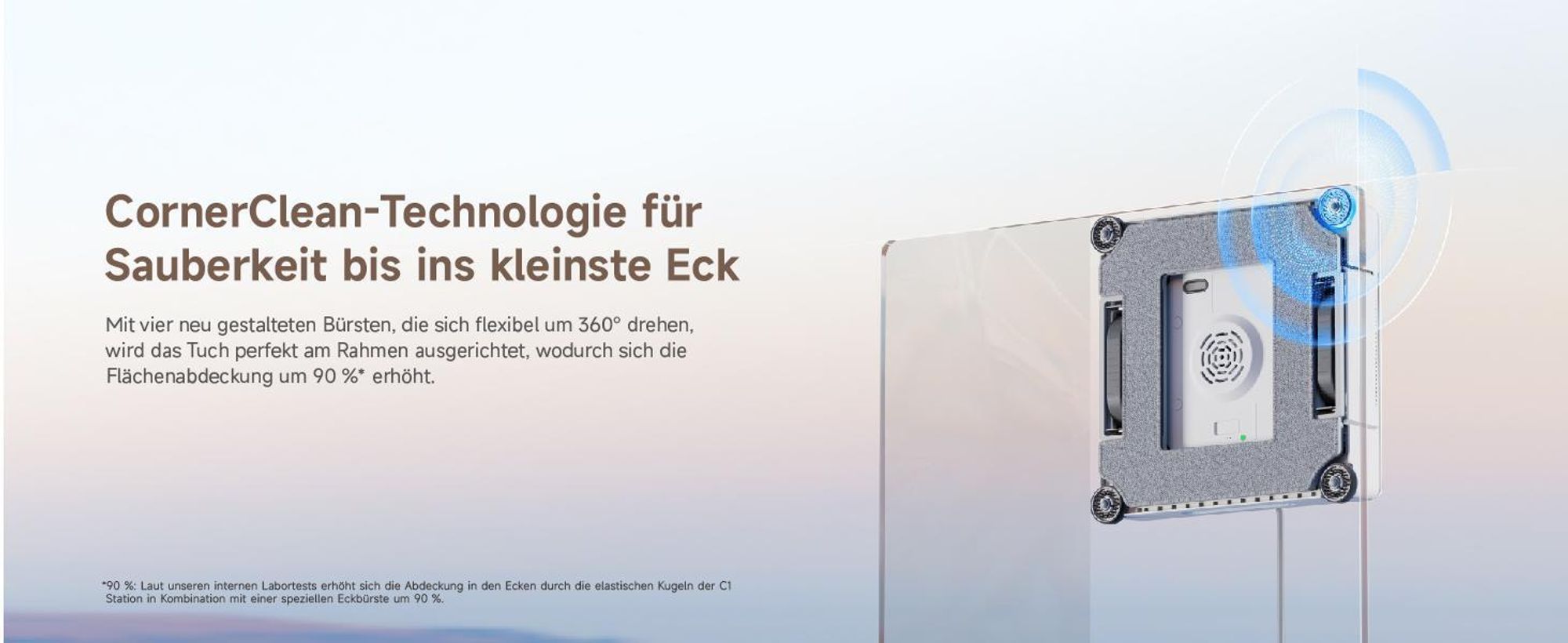 Dreame C1 Station Fensterputzroboter,5500Pa Saugkraft,Stabil und sicher,Nass-und Trockenreinigung,Dual-Spray,CornerClean,Intelligente Navigation,Creme