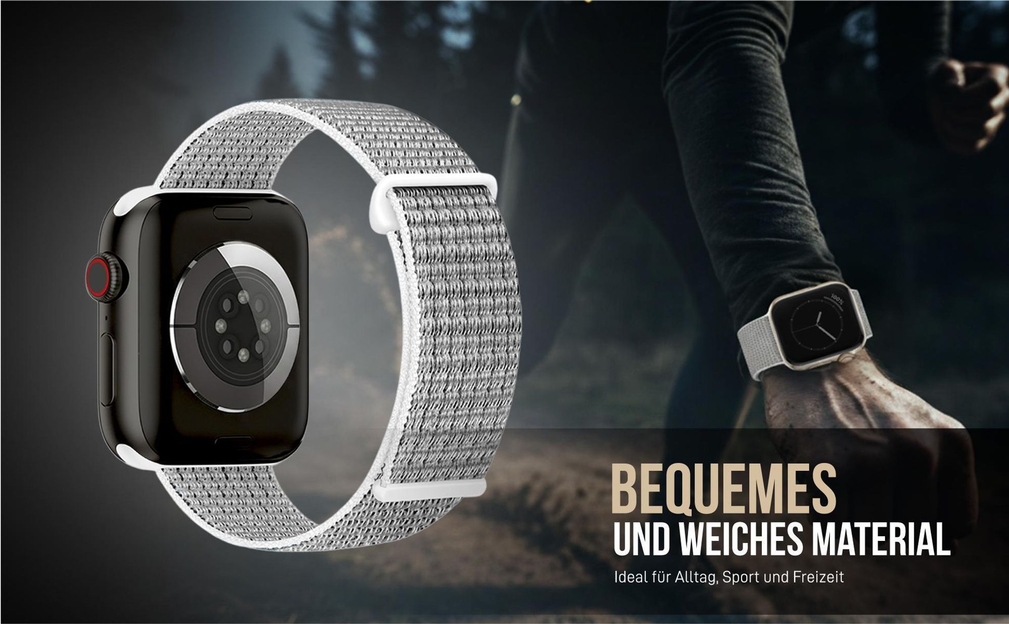 Graues Nylon Ersatzband für Apple Watch SE 2 40mm