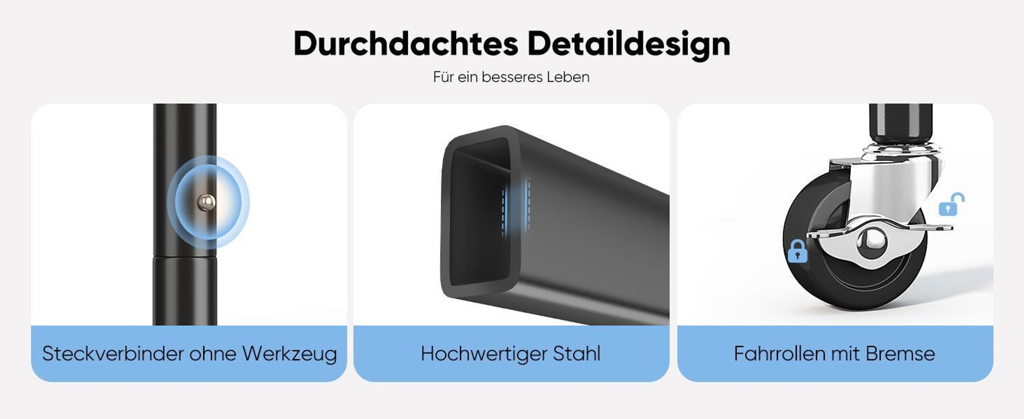 HOKEEPER Schwerlast Kleiderständer auf Rollen,Kleiderstange kleiderstangen für Hängende Fahrbarer Klamotten Closet Garderobe Rack, 180x46x152cm