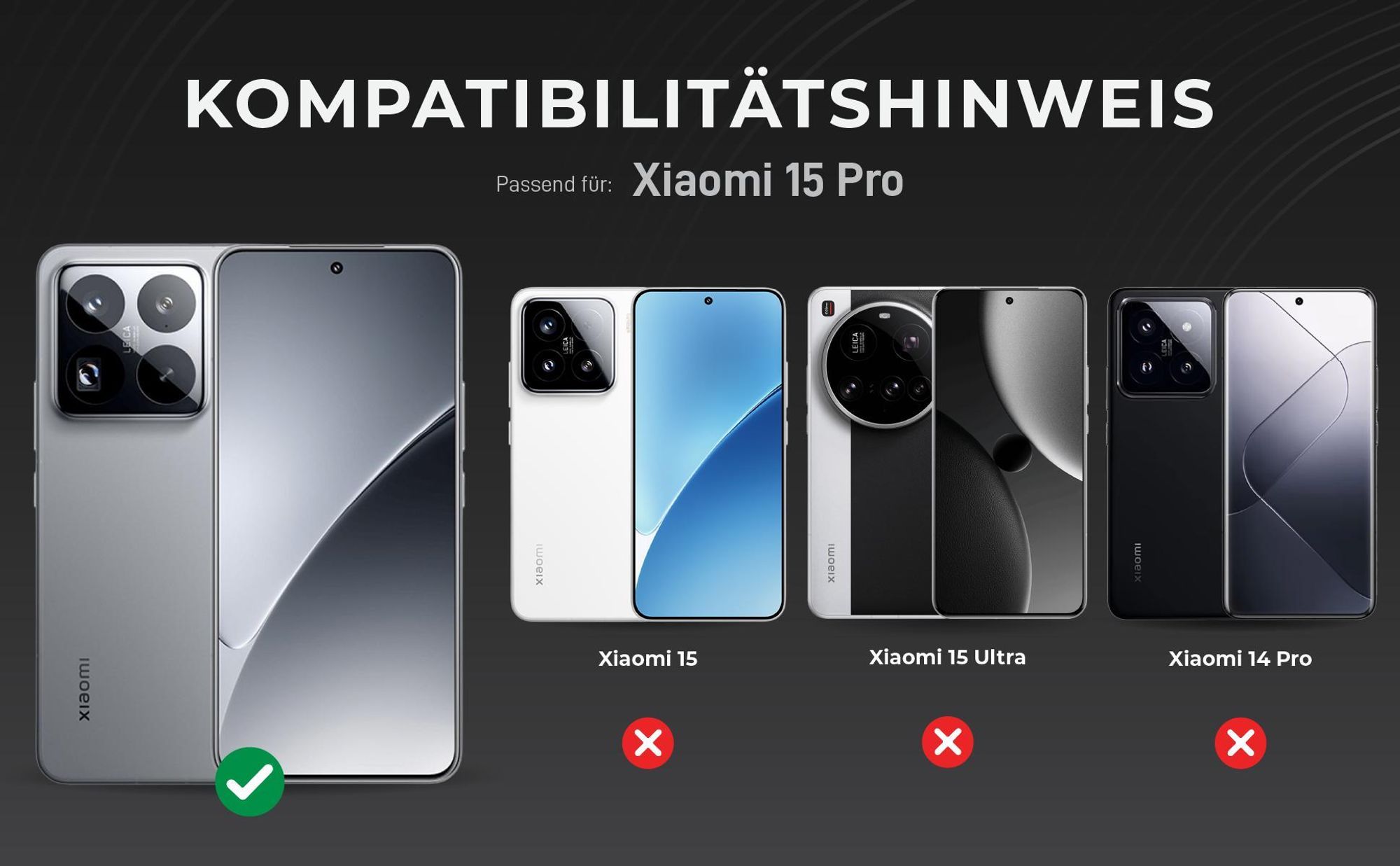 Kompatibilitätshinweise Kameraglas für Xiaomi 15 Pro