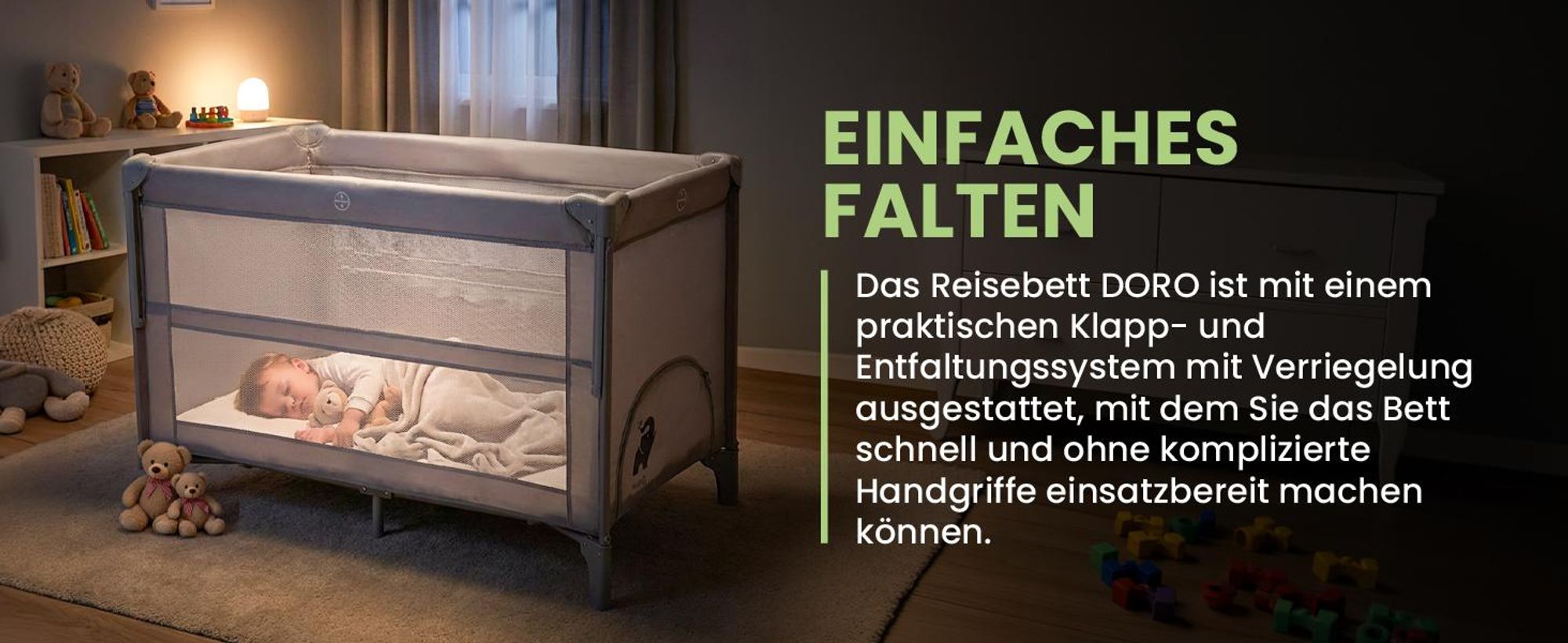 Reisebett Baby Babybett Beistellbett Kinder faltbar mit Tragetasche 60x120