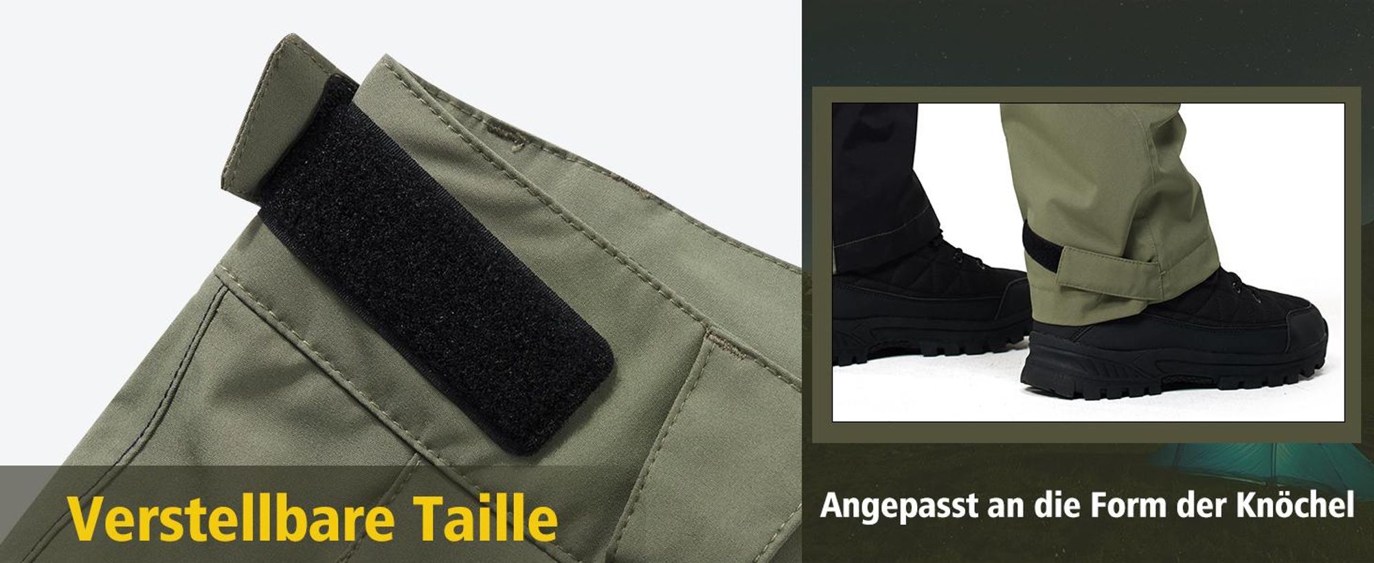 ATLASLAVA Hose Herren Wanderhose Wasserdicht Trekkinghose Atmungsaktiv Outdoorhose Männer zum Outdoor-Aktivitäten und Außenarbeiten, grün, L