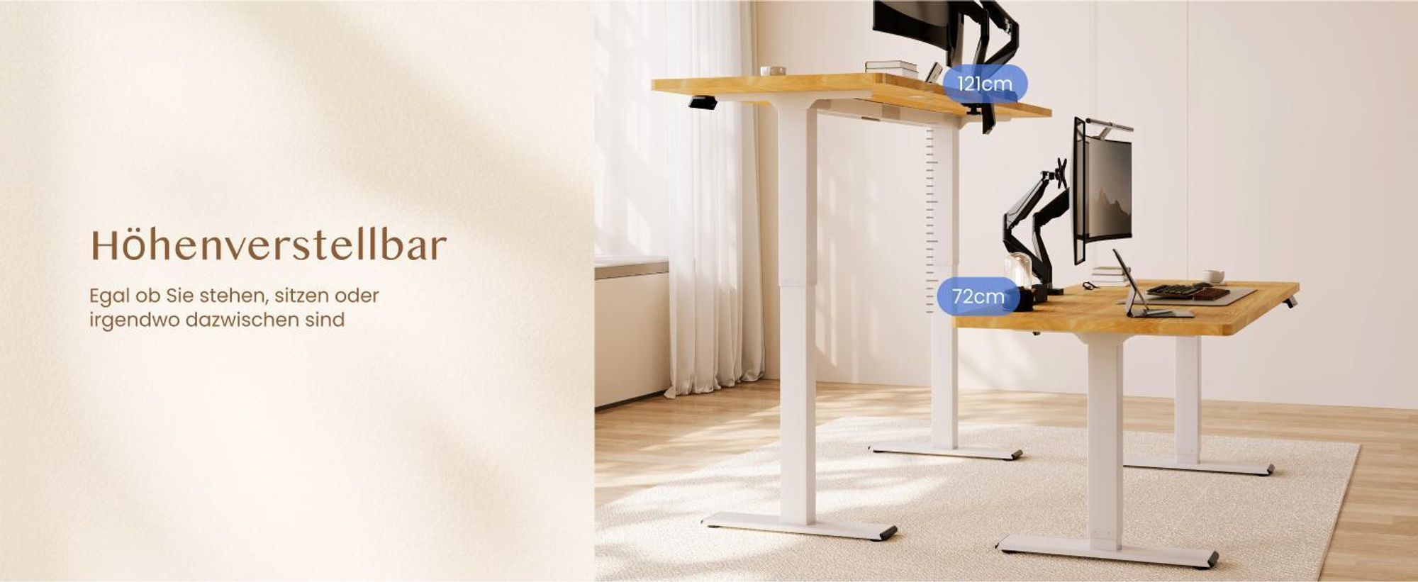 FLEXISPOT QB2 Höhenverstellbarer Schreibtisch Elektrisch 200x80cm mit Steckdosenleiste, 2 STARKE MOTOREN, 120 kg Tragkraft, 4 Memory-Funktion (Ahorn)