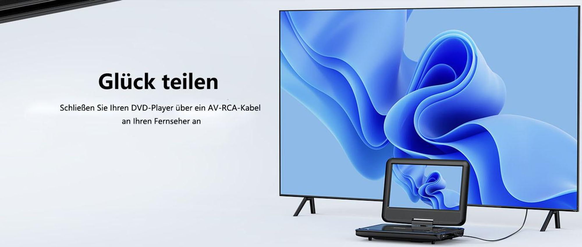 11.5" Tragbarer DVD Player mit 9.5" HD Drehbildschirm für Auto und Kinder mit Autoladegerät und AC Adapter mit32G Karte Schwarz