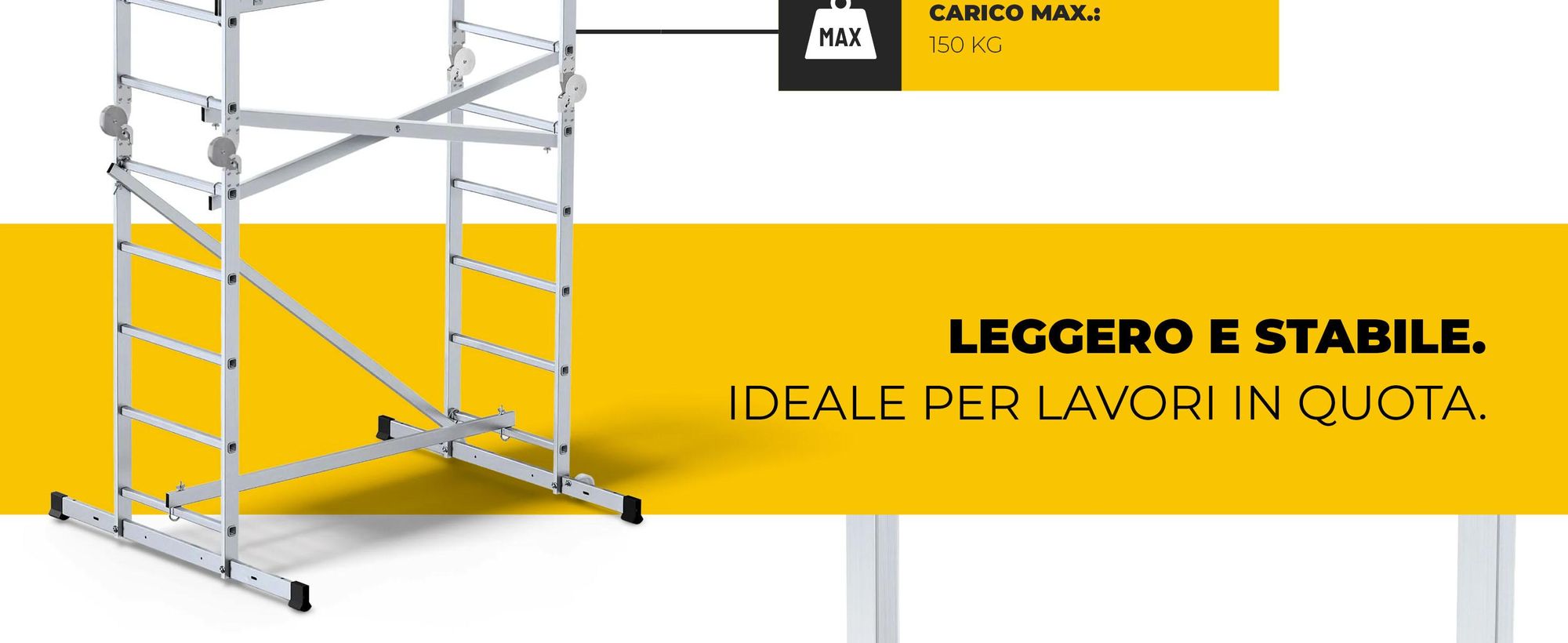 Drabest | ponteggio in alluminio - ponteggio - ponteggio a scala - ponteggio a scala - fino a 150 kg - ponteggio in alluminio - piattaforma di lavoro - piattaforma ponteggio in alluminio