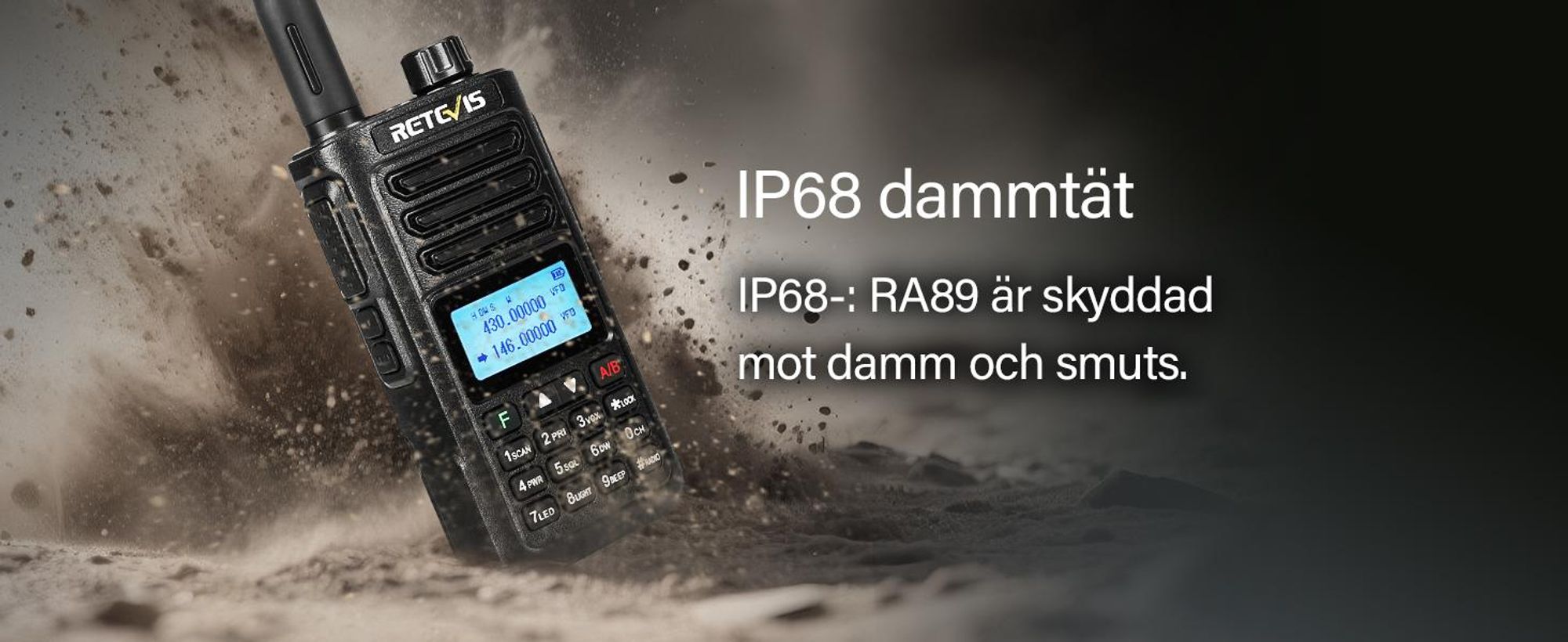 Radio amatoriale Retevis RA89, alta potenza, impermeabile IP68, doppia banda, VFO, batteria da 2500 mAh, Walkie-Talkie ricaricabile di tipo C (2 pezzi, nero)