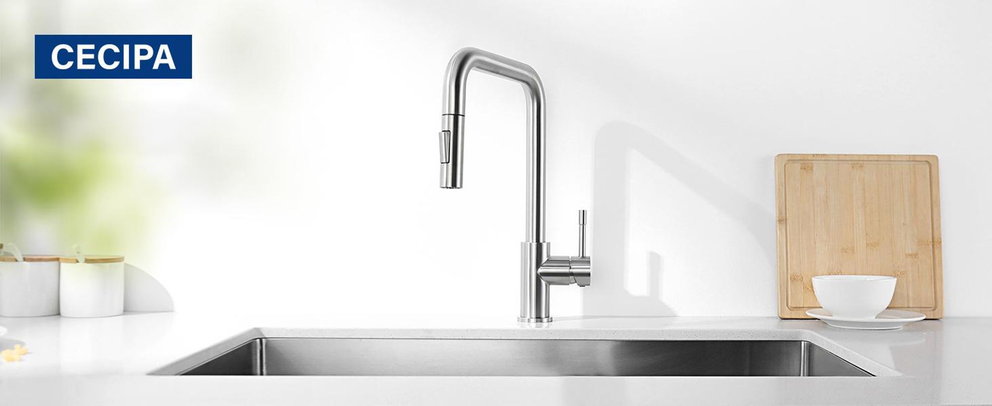 Wasserhahn Küche Ausziehbar 304 Edelstahl Brausekopf, 2 Strahlarten Spültischarmatur Gebürstet, 360° Drehbar Einhandmischer Küchenarmatur Cecipa