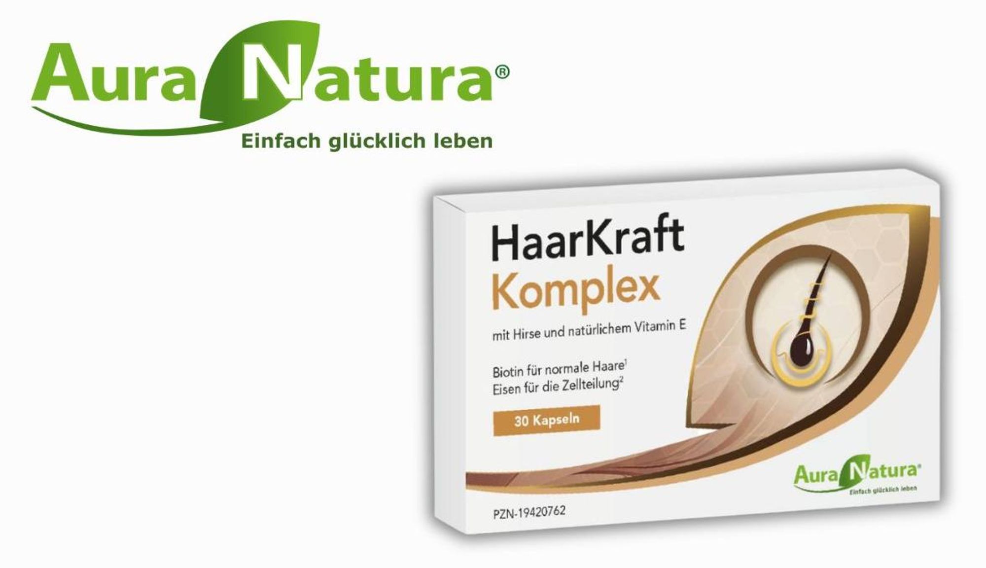 Haarvitamine | Hirse-Extrakt, Biotin & Vitamin B5, B6 und E | mit dem HaarKraft Komplex von Aura Natura | 30 Kapseln, 1 Monat Vorrat