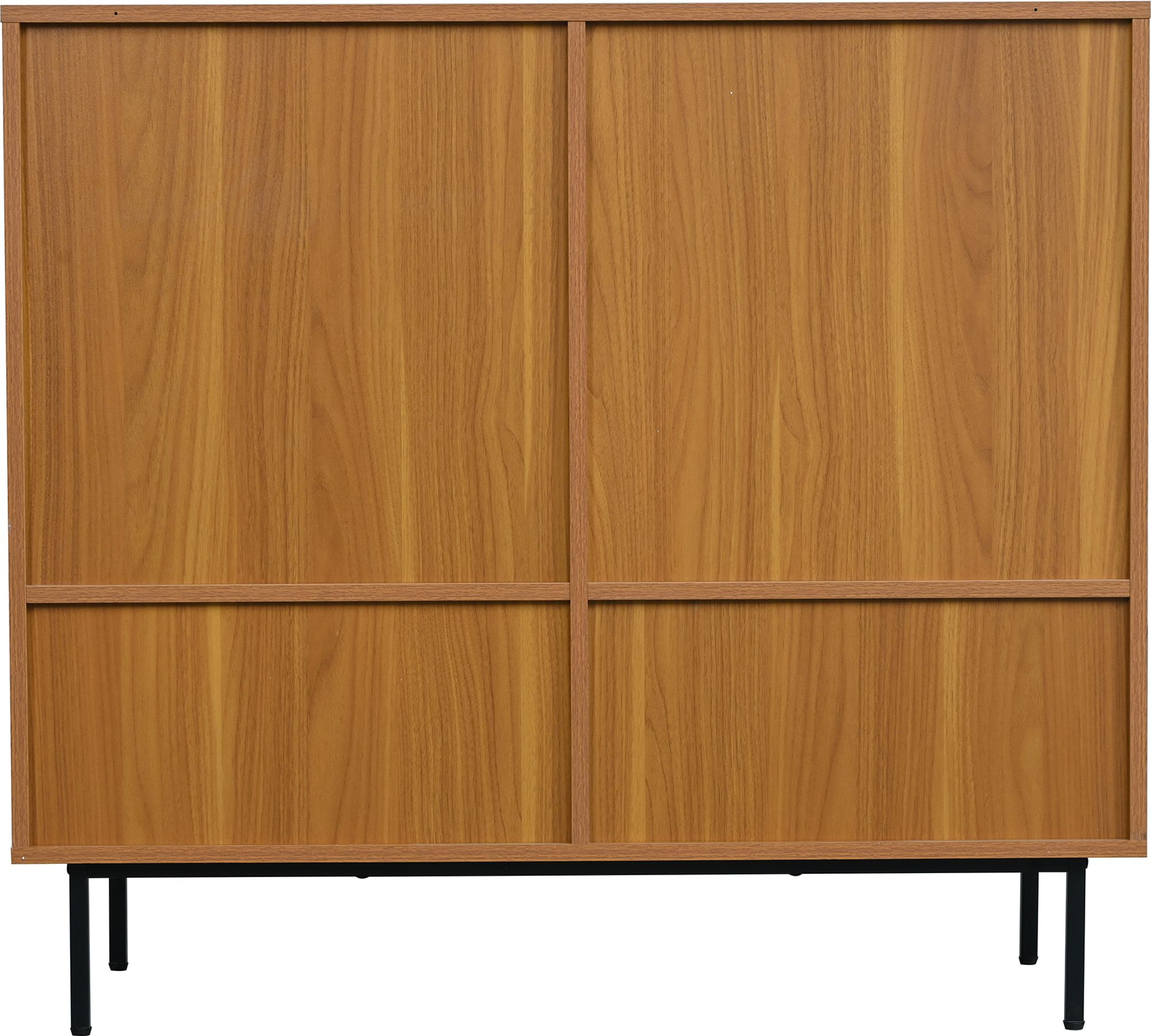 Flieks Rattan Kommode Sideboard mit 2 Schiebetüren, Wohnzimmerschrank Aufbewahrungsschrank Beistellschrank mit Verstellbaren Ablagen, Braun, 100x37x90
