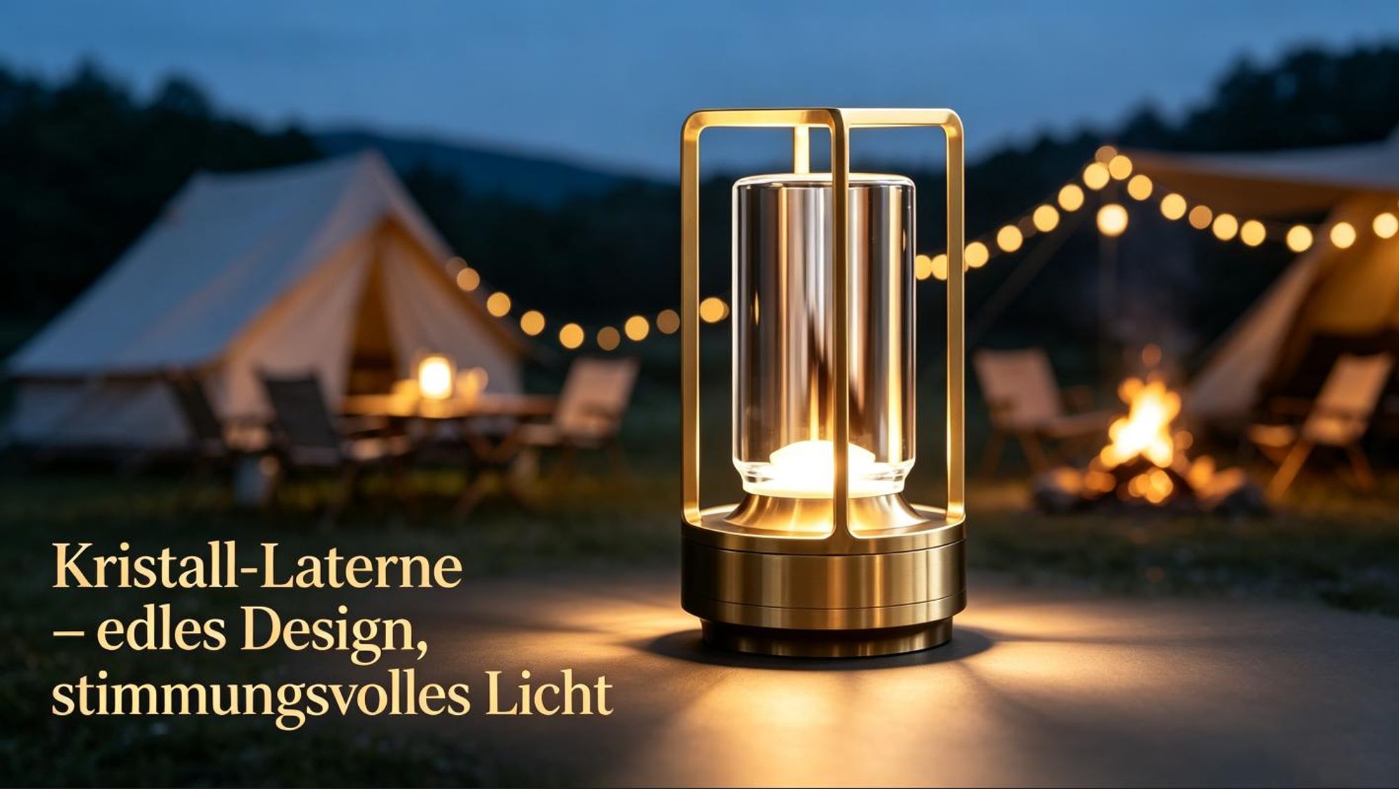 LED Touch Tischlampe Kabellose, Nachttischlampen 2000mAh, 3-Farben Stufenlos Dimmbar, USB wiederaufladbar Campinglampen, Gold, für Camping & Zuhause