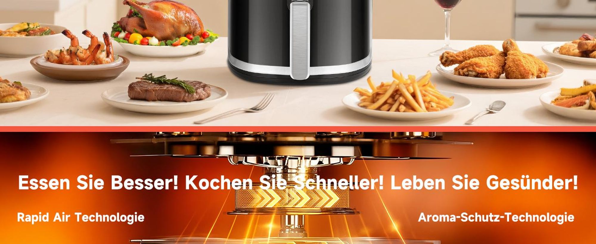 Aigostar Cube Heißluftfritteuse 7L 1900W LED Display Schwarz