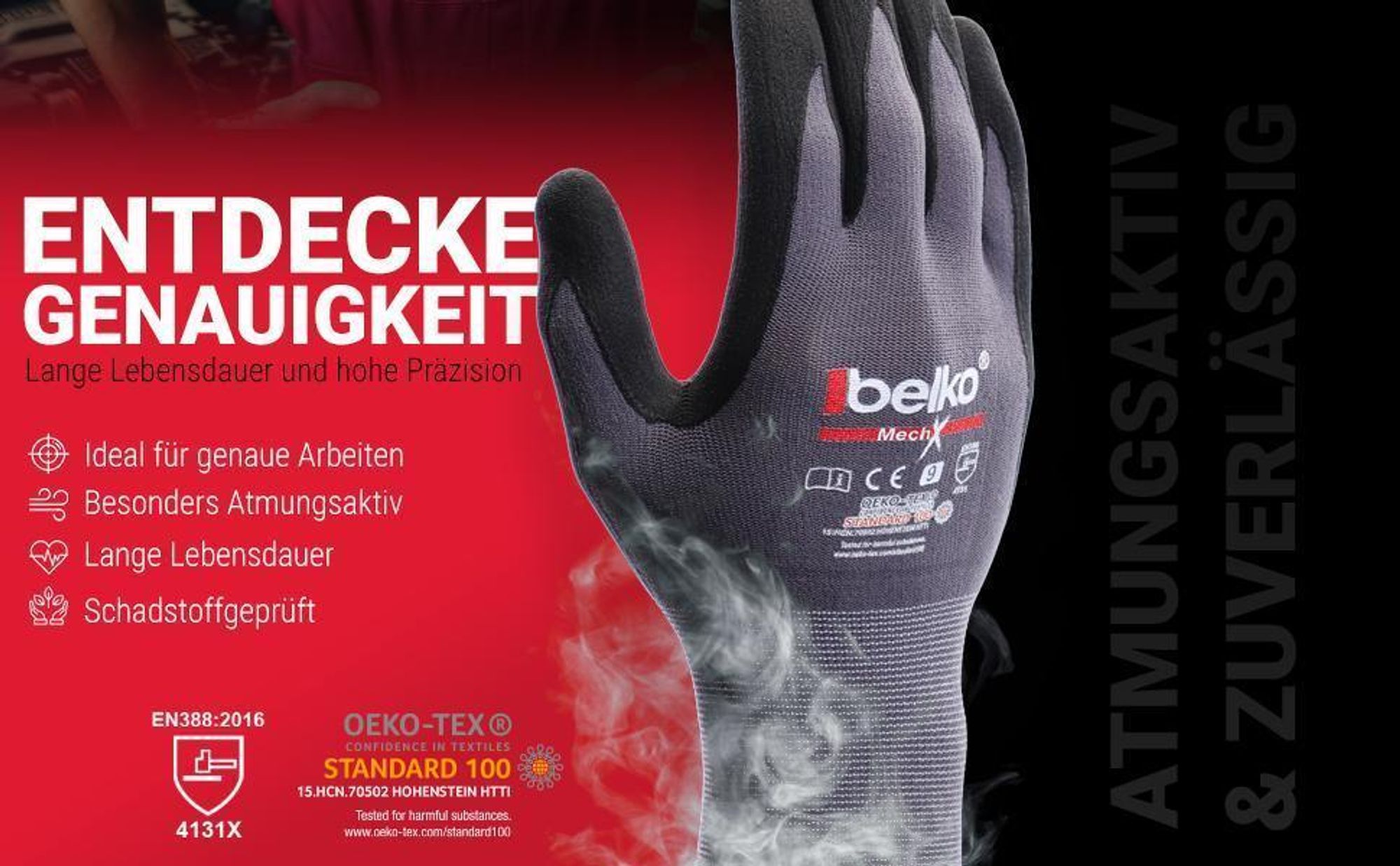 Belko® MechX Arbeitshandschuhe Montagehandschuhe Mechanikerhandschuhe Nylon Gr. 10 (XL) - 6 Paar