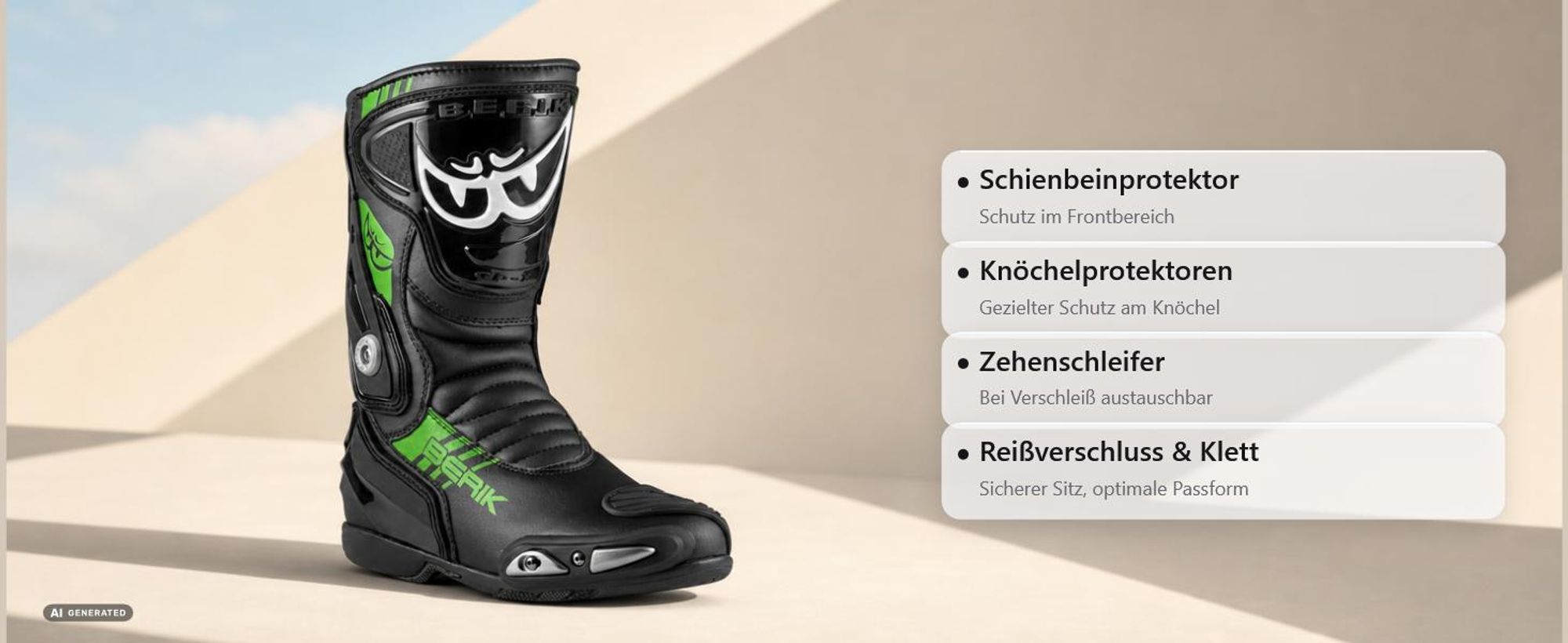 Berik Shaft 3.0 Motorradstiefel, schwarz/orange, 43
