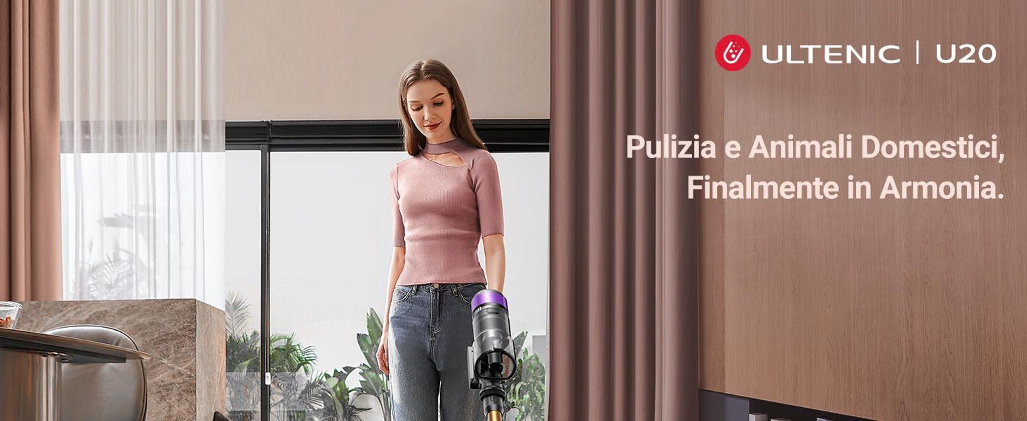 Ultenic U20UL Aspirapolvere cordless, 60000Pa/600W/60Min, Aspirapolvere cordless con design autoportante, giunto flessibile pieghevole, spazzola antigroviglio per pavimenti