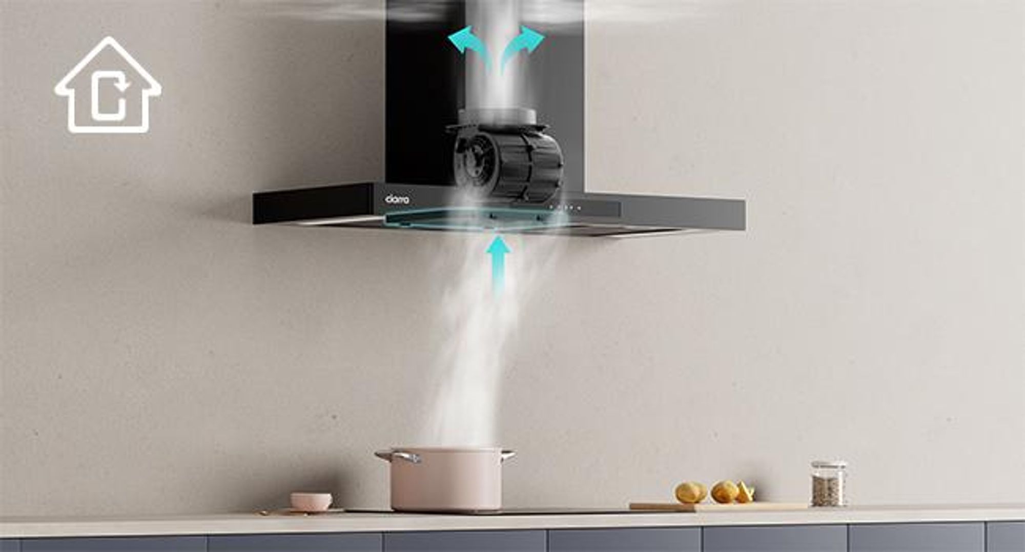 CIARRA A+++ 650 m³/h Hotte d'aspiration murale 90cm WIFI +APP & Touch Control Boost VMB9102P
