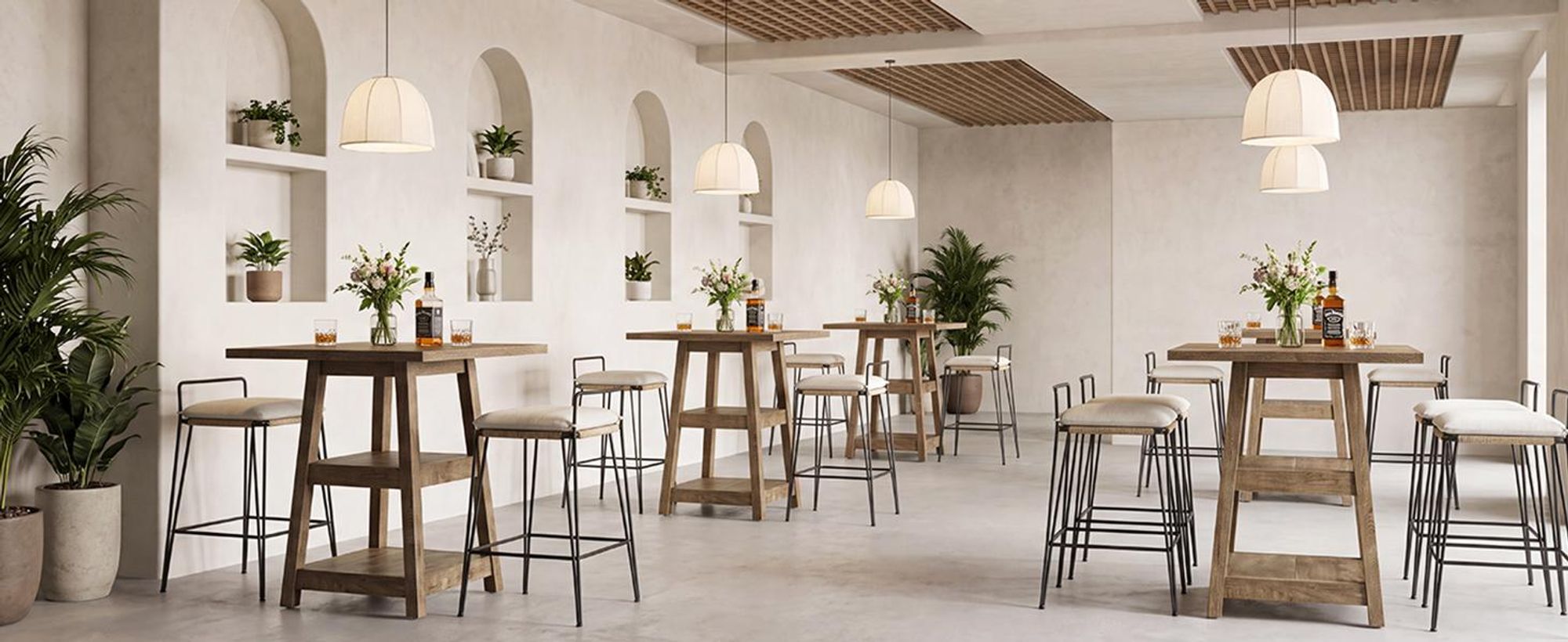 90 cm hoher quadratischer Bartisch mit zweistufigen Ablagefächern – Hoher Bartisch für 2–4 Personen, Cocktailtische im Landhausstil (nur Tisch)