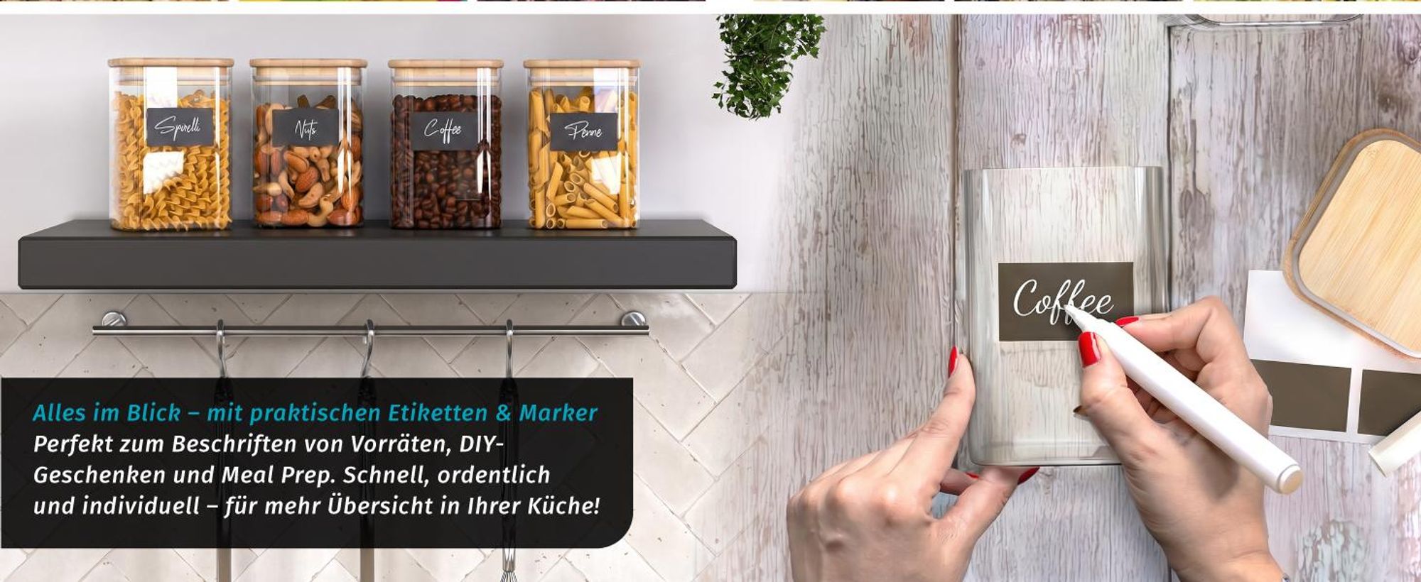 Arendo Vorratsgläser, Glasbehälter-Set 4x 1,2 L Borosilikat quadratisch mit Bambusdeckel, 4er Set, luftdicht, hitze & kältebeständig, Mikrowellen & spülmaschinengeeignet
