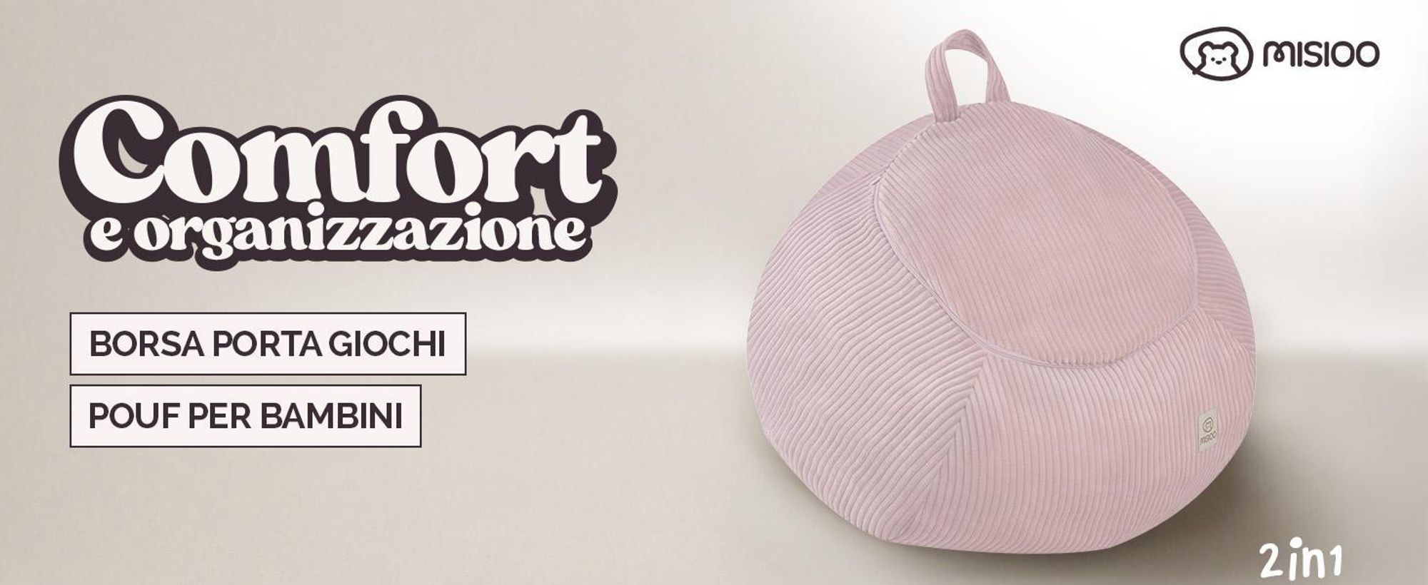 MISIOO Copripouf per bambini per peluche – Contenitore per giocattoli e pouf tutto in uno – Tessuto in velluto a coste, lavabile, con cerniera