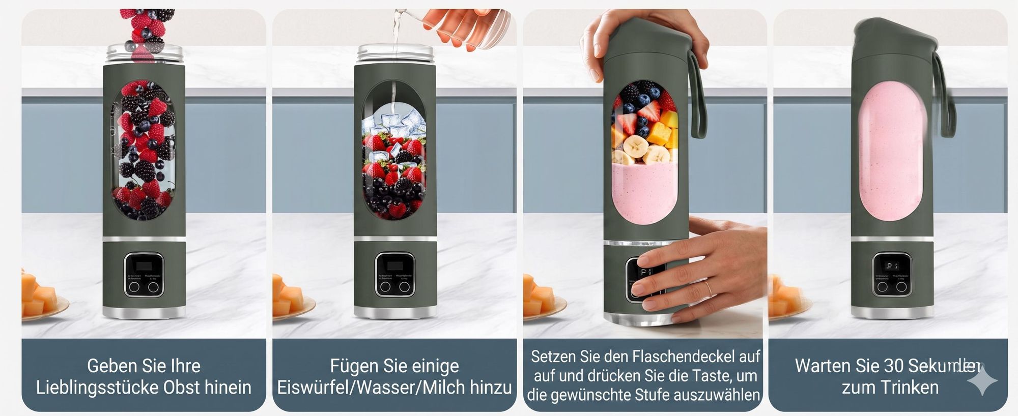 450ml tragbarer Akku Standmixer, USB Smoothie Maker to go, Elektrischer Shaker - BLENDGO