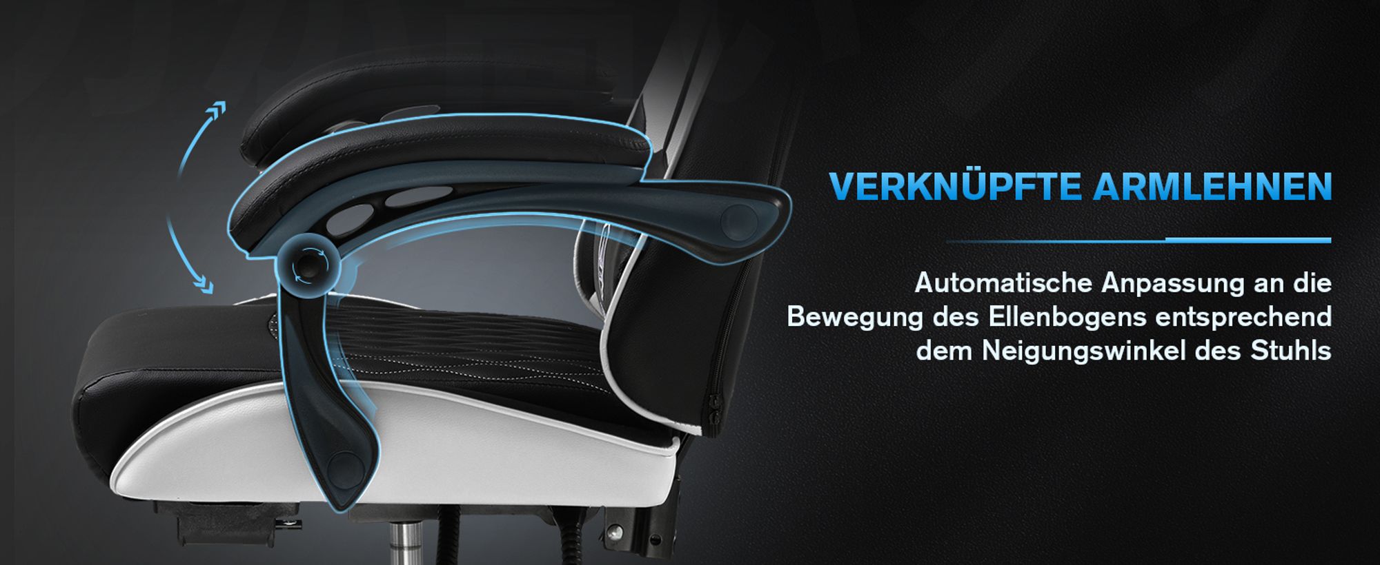 GTPLAYER Gaming-Stuhl Gamer Stuhl, Ergonomischer Bürostuhl mit Fußstütze, Gaming Sessel 150 kg Belastbarkeit, Kopfstütze und Lendenstütze weiß