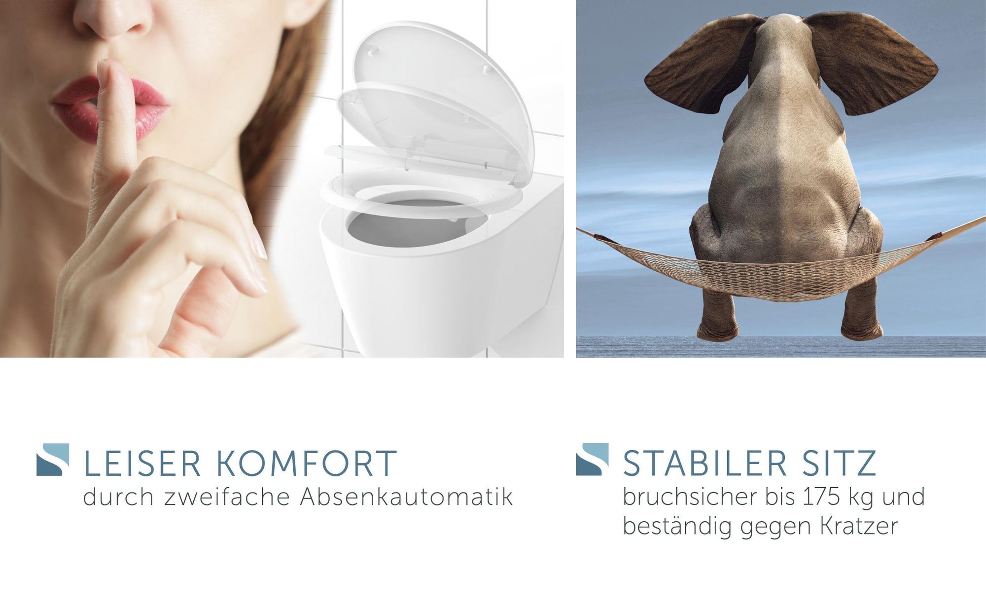 WC Sitz WHITE, Duroplast Toilettendeckel mit Absenkautomatik und Schnellverschluss