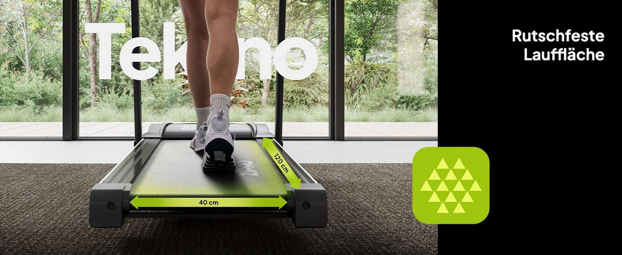 Zipro Tekno klappbares Laufband, 1080 W leiser Elektromotor, breite Lauffläche 40cm Laufband für Zuhause Klappbar mit Steigung SportRun Running Sport