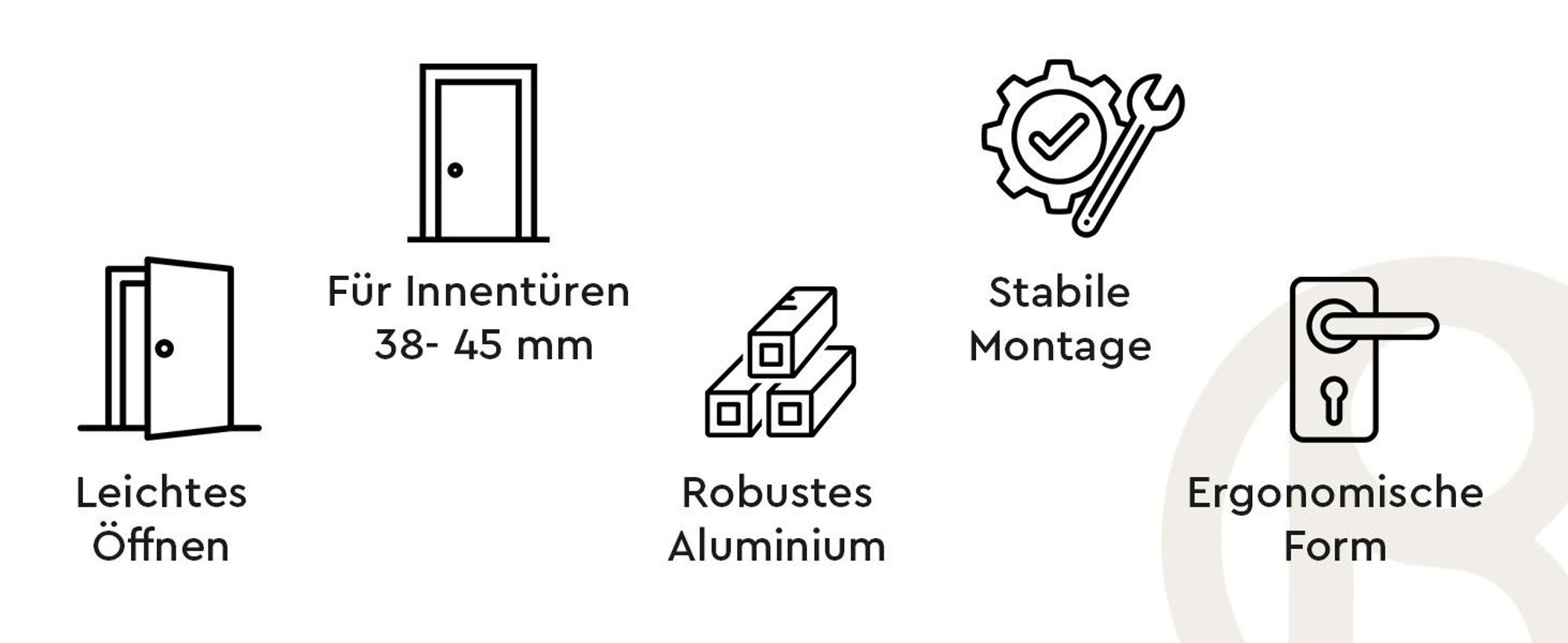 QRS - ERGO Türbeschlag, Türgriff für Zimmertüren - Schwarz mit Rosette Schlüssel - Türklinken Drückergarnitur Eckig für Innentüren 38-45 mm