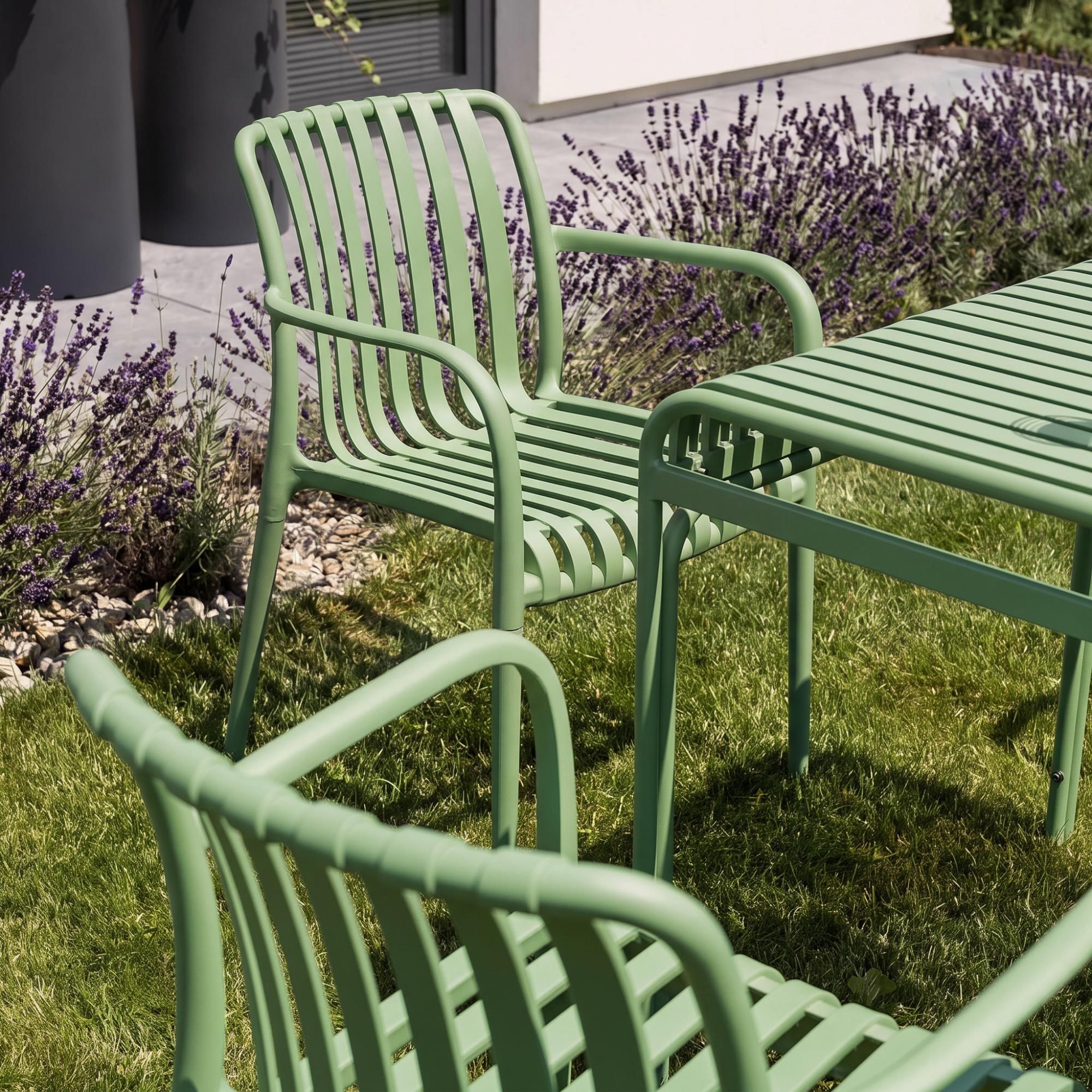 di volio Gartentisch LIWIO - Outdoor Tisch 80x80 cm, wetterfester Balkontisch aus Metall (Grün)