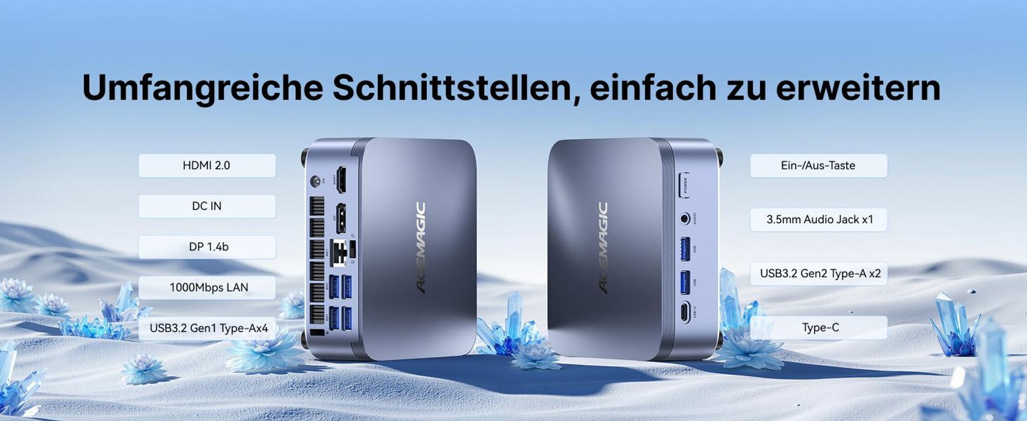 ACEMAGIC M5 Mini PC, Intel i9-14900HX (24C/32T),32GB DDR4 1TB NVME SSD | Mini Computer mit Windows 11 Pro | WiFi 6 | 4K UHD | Type-C