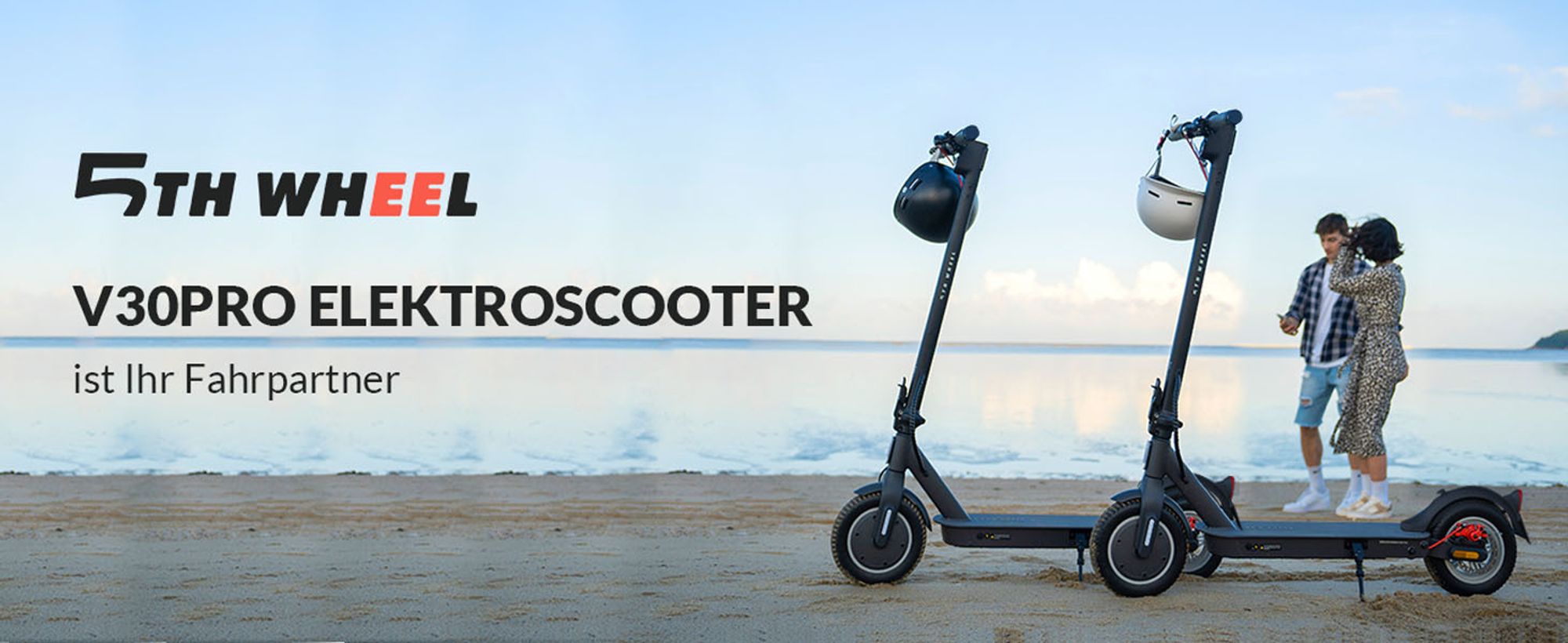 E-Scooter mit Straßenzulassung 5th Wheel V30 Pro 350W 10 Zoll App Diebstahlschutz Blinker Federung