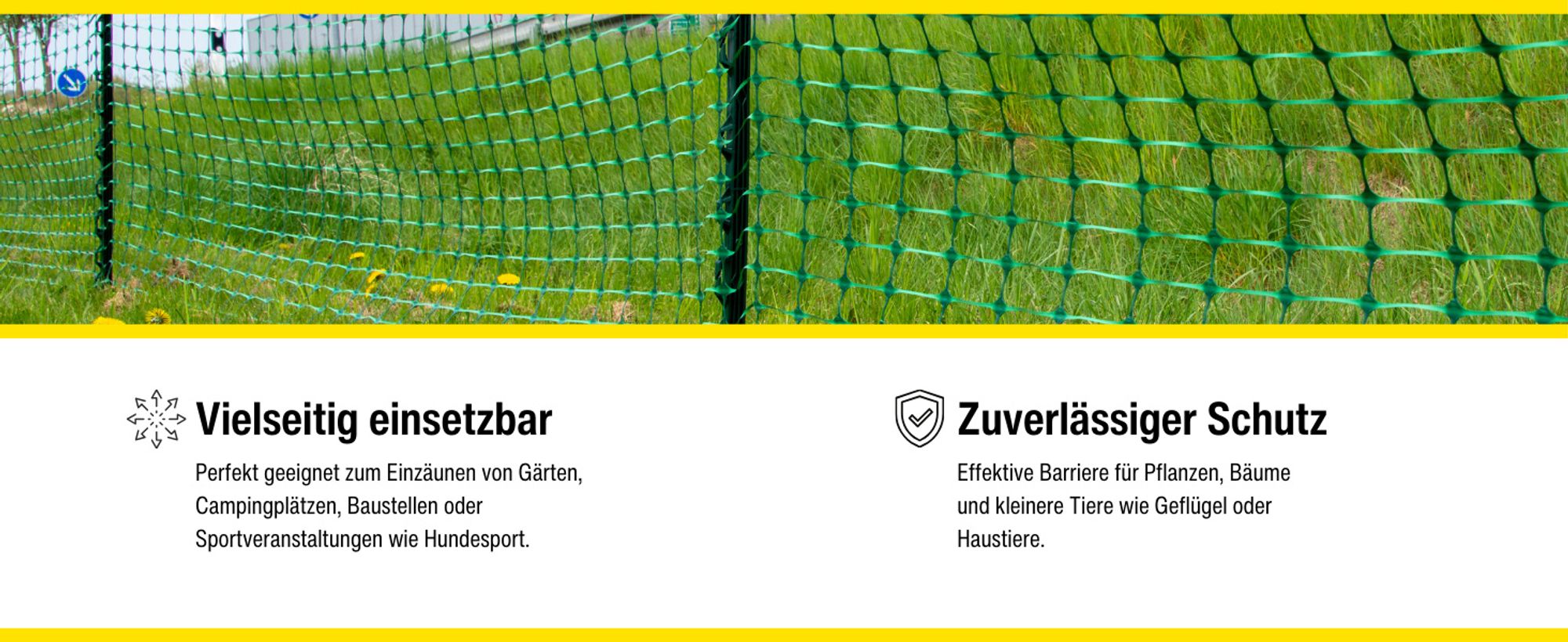 horizont Kunststoffzaun 50 m x 1 m - grün  – Absperrzaun aus HDPE, flexibel für Garten, Camping und Baustellen