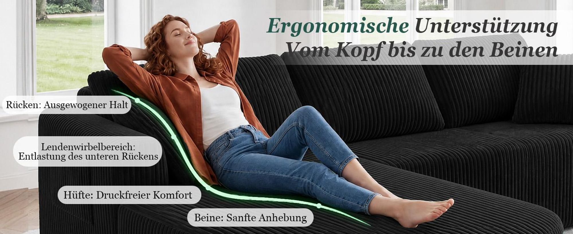 Sofa Ecksofa mit Schlaffunktion, Corduroy Modulares Boneless Couch mit Chaiselongue, L-Form Schlafsofa, Sektionssofas mit Kissen & Seitentaschen 243cm