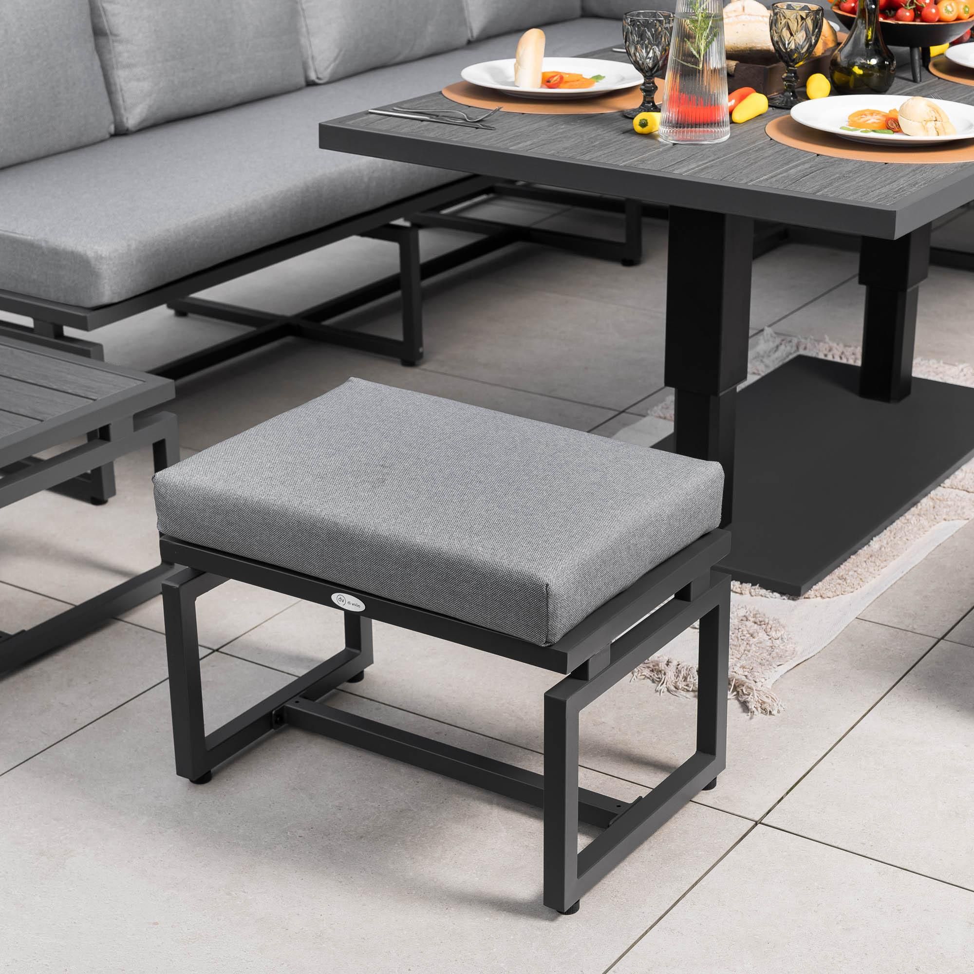 di volio Gartenmöbel Set MERUZO, Sitzgruppe Outdoor mit höhenverstellbarem Tisch, Gartengarnitur 6-teilig mit Sofa, Ecksofa und Bank, wetterfest, Grau